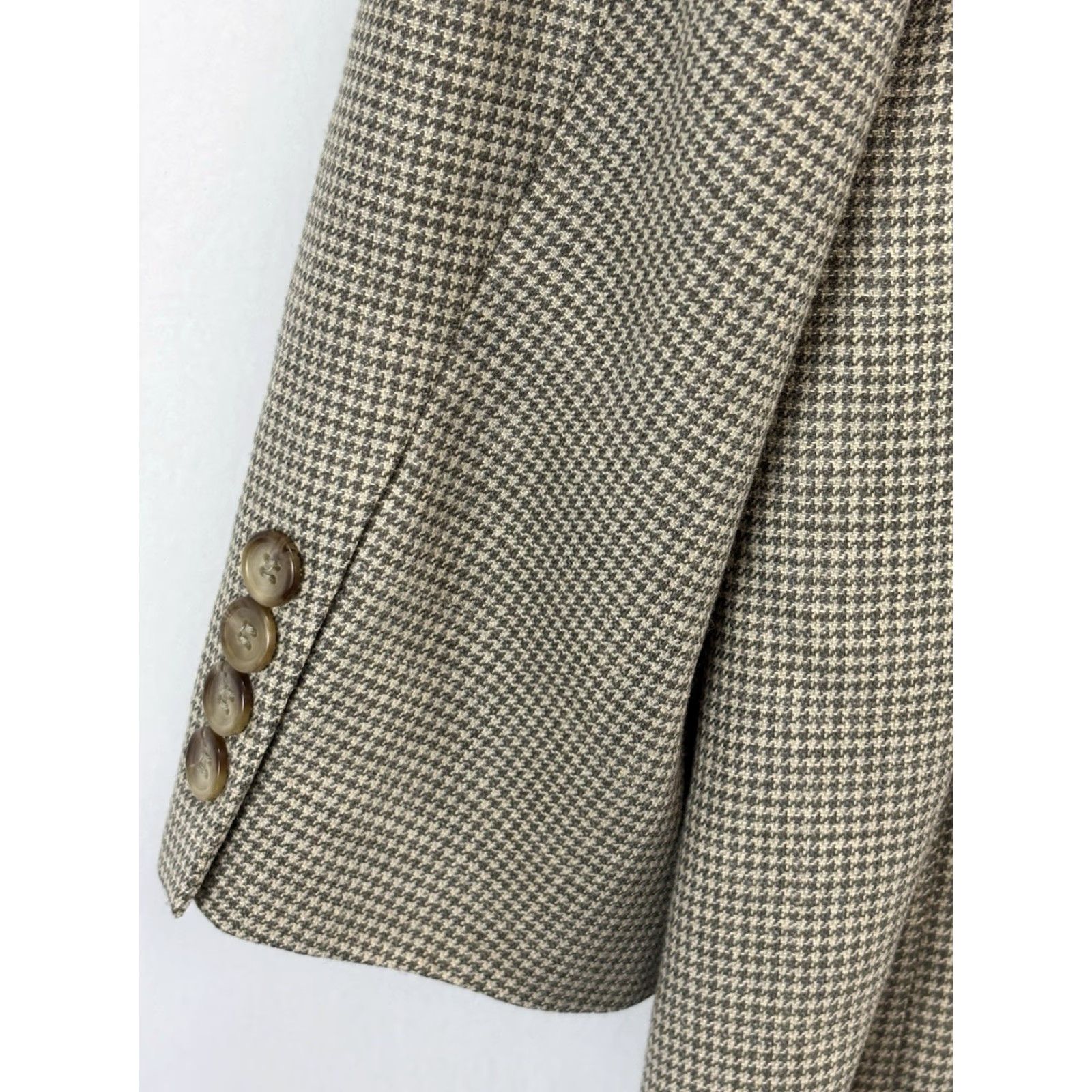 Brooks Brothers VINTAGE Brooks Brothers Men's Blazer Jacket Long Single-Breasted Houndstooth Wool Linen Silk 46L Casual Formal Wedding Size 46L - 4 Thumbnail