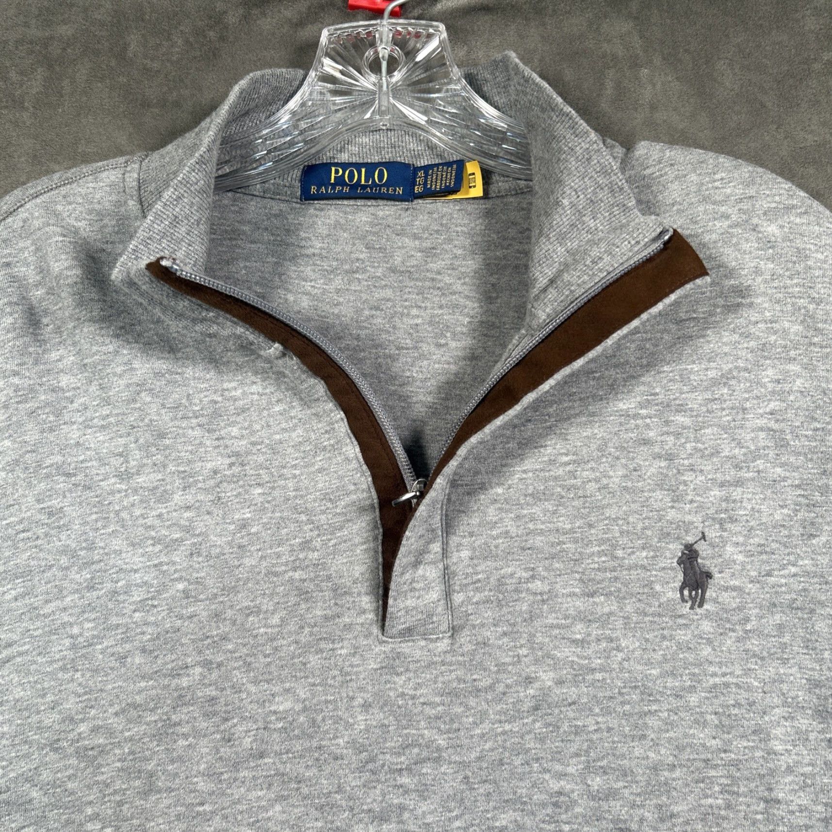 Polo Ralph Lauren Polo Ralph Lauren 1/4 Zip Pullover Mens XL Gray Pony Preppy Knit Sweater Size US XL / EU 56 / 4 - 2 Thumbnail