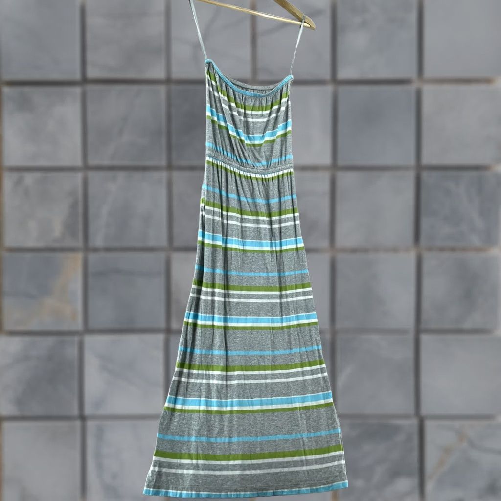 Banana Republic Banana Republic Maxi Dress Womens XS Gray Striped Boho Tie Waist Spaghetti Strap Size XS / US 0-2 / IT 36-38 - 1 Thumbnail