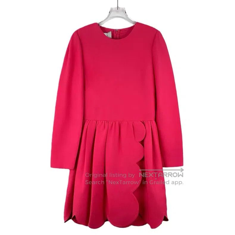 Valentino Valentino Red lace design mulberry silk pleated dress Size M / US 6-8 / IT 42-44 - 1 Thumbnail