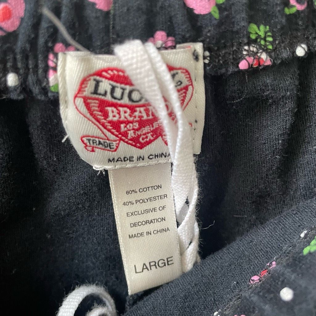 Lucky Brand Lucky Brand Women’s 2pc Long Pajama Set Black Pink L Size ONE SIZE - 8 Thumbnail