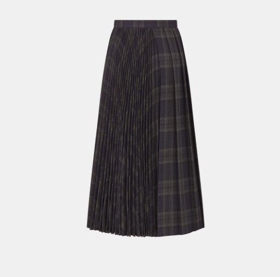 Dior o1w1db11124 Pleated Long Skirt in Grey & Blue Size 26" / US 2 / IT 38 - 2 Thumbnail