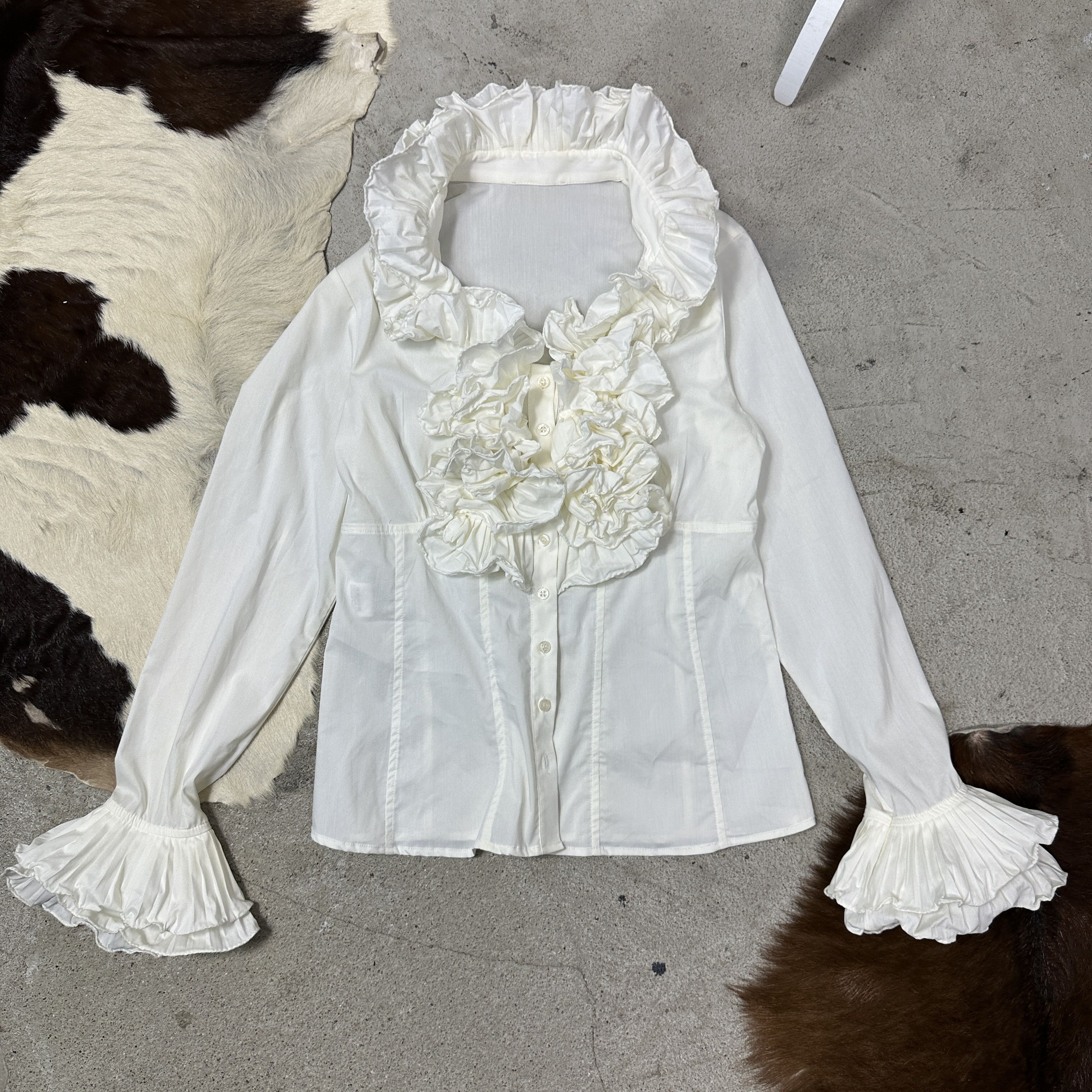 Vintage Vintage Avant Garde Opium Elegant Ruffled Shirt Y2K Size S / US 4 / IT 40 - 2 Thumbnail