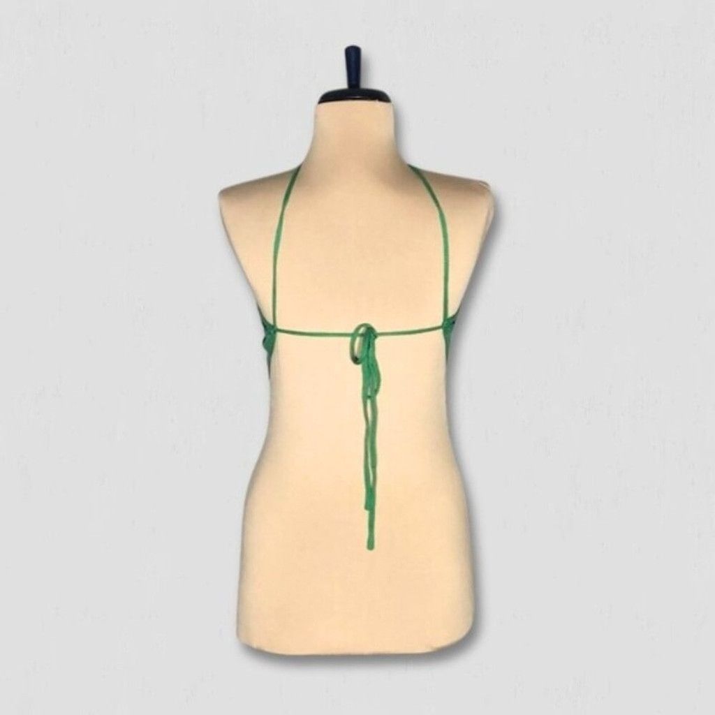 Forever 21 Chevron Knit Halter Top Crochet Striped Green/Black sz M Size M / US 6-8 / IT 42-44 - 4 Thumbnail