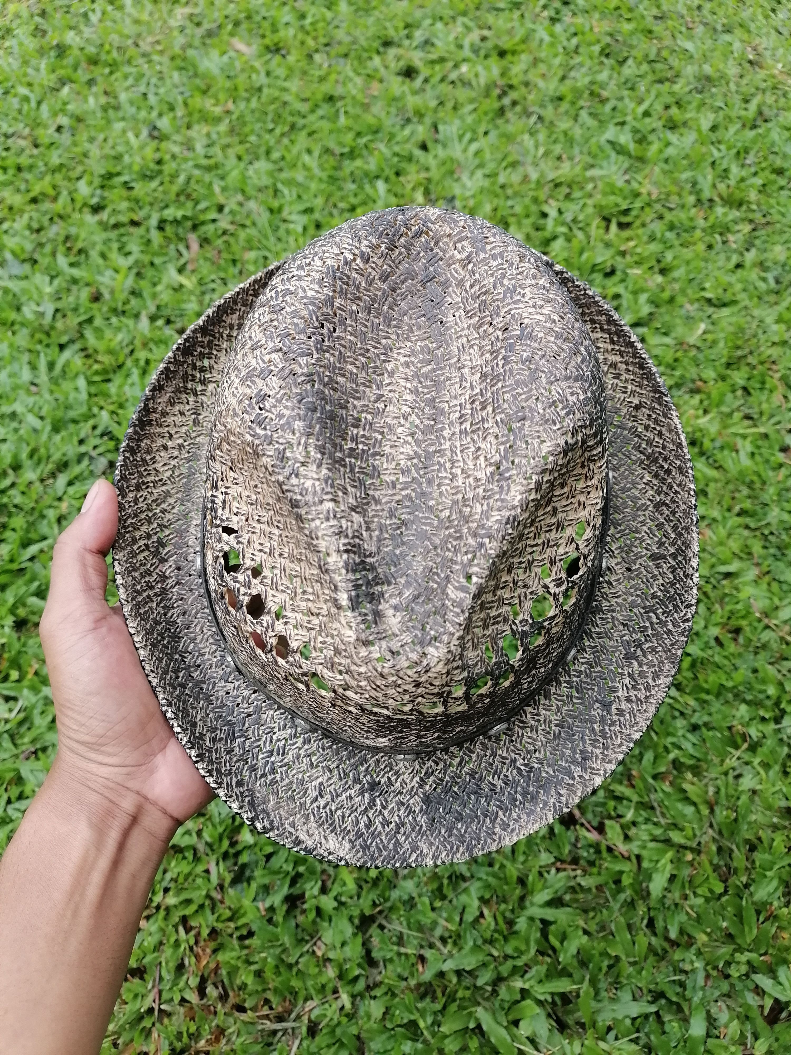 Japanese Brand Handcraft Fedora Skulls Black Smoke Straw Hats Size ONE SIZE - 3 Thumbnail