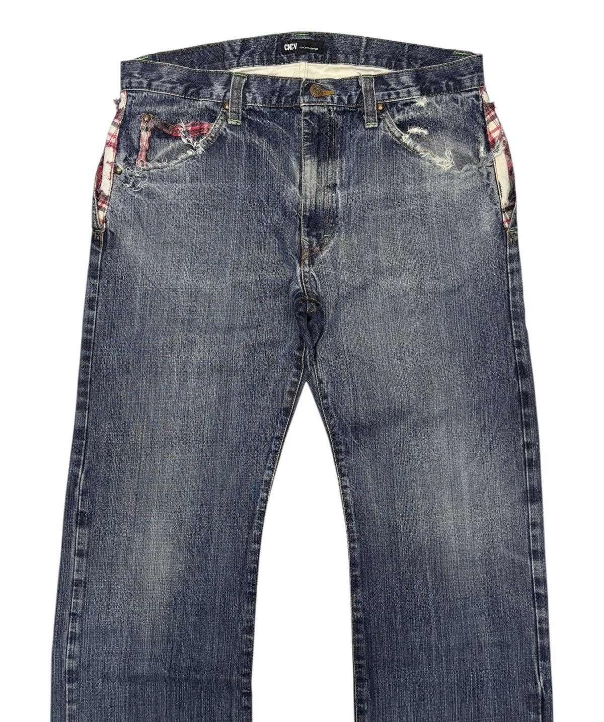 Hysteric Glamour 🔥Double Waist CNCV Concave Attempt DISTRESS THRASHED JEANS Size US 34 / EU 50 - 4 Thumbnail