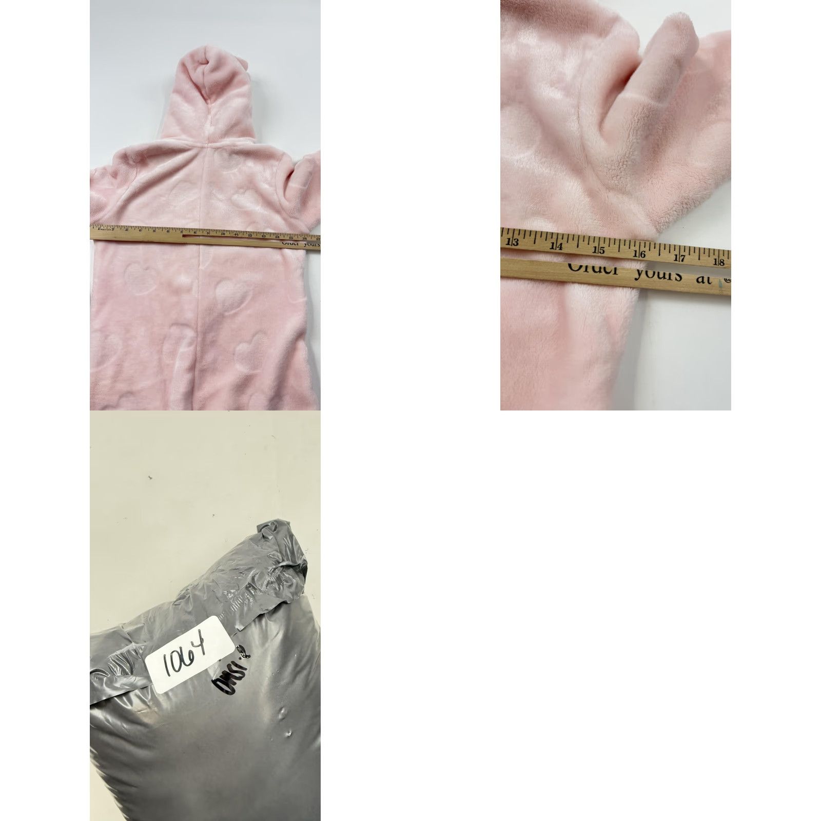 Vintage Hunkemoller Pajamas Womens XS Pink Fleece Hooded Hearts Loungewear One-piece Size ONE SIZE - 9 Thumbnail