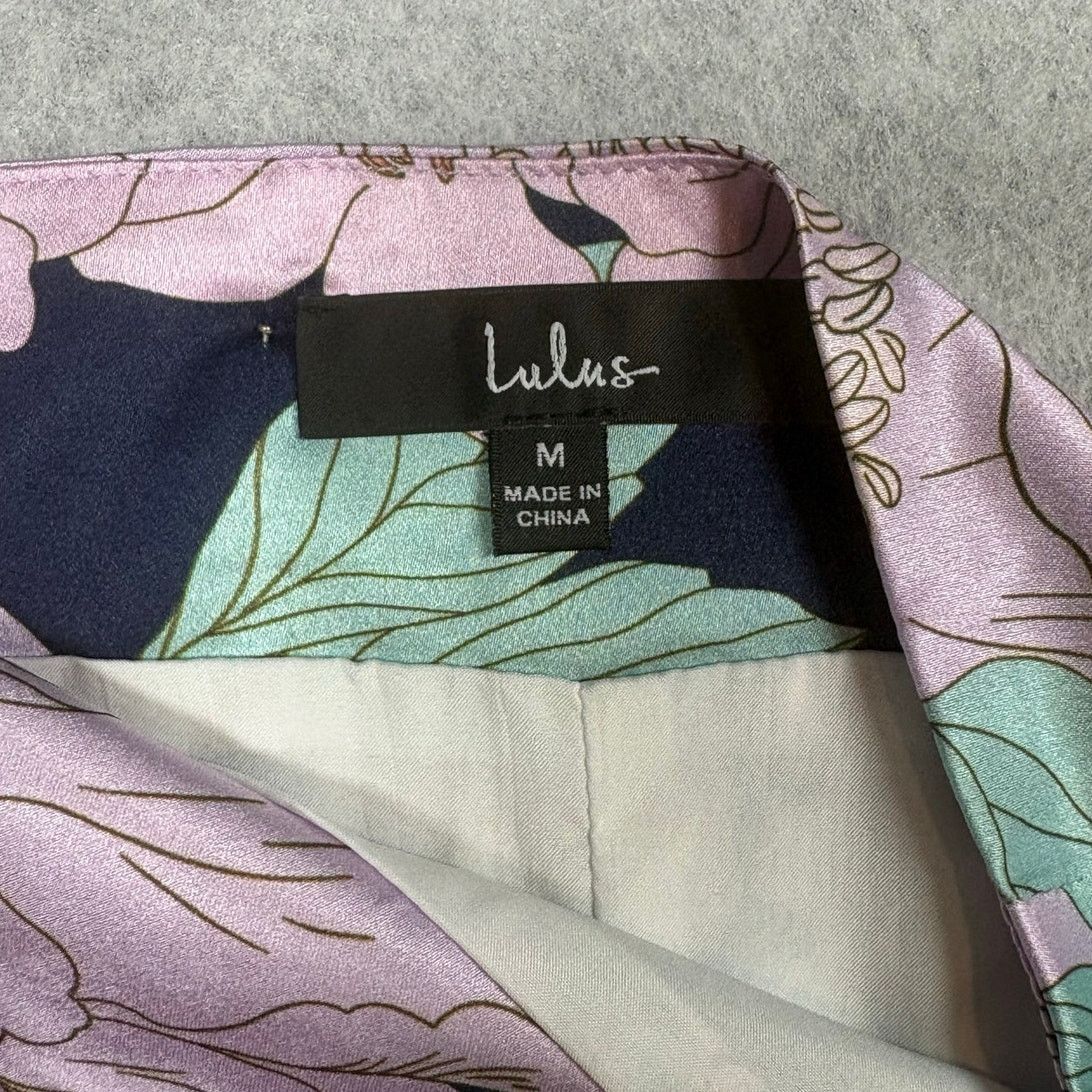 Lulus Lulus Floral Mini Skirt Pink Orange Blue Side Slit #0524 Size 30" / US 8 / IT 44 - 4 Thumbnail