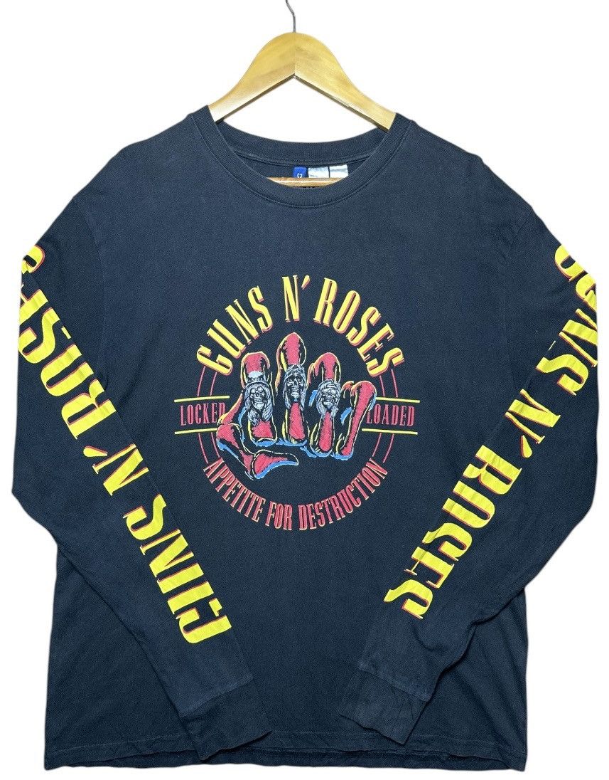 Guns N' Roses × H&M × Vintage Guns N Roses Small Black Longsleeve Appetite For Destruction Size US XL / EU 56 / 4 - 2 Thumbnail