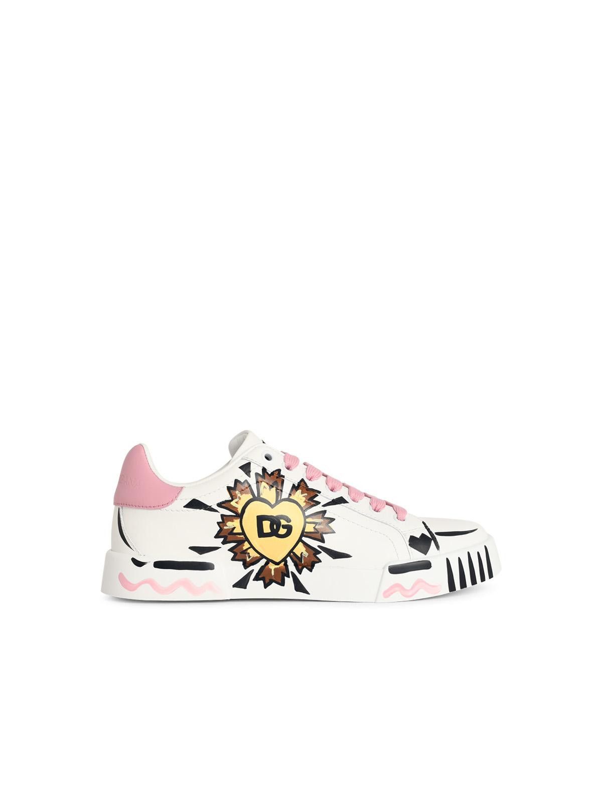 Dolce & Gabbana DOLCE & GABBANA 'Portofino Light Strobel' White Leather Sneakers Size US 8.5 / IT 38.5 - 1 Thumbnail