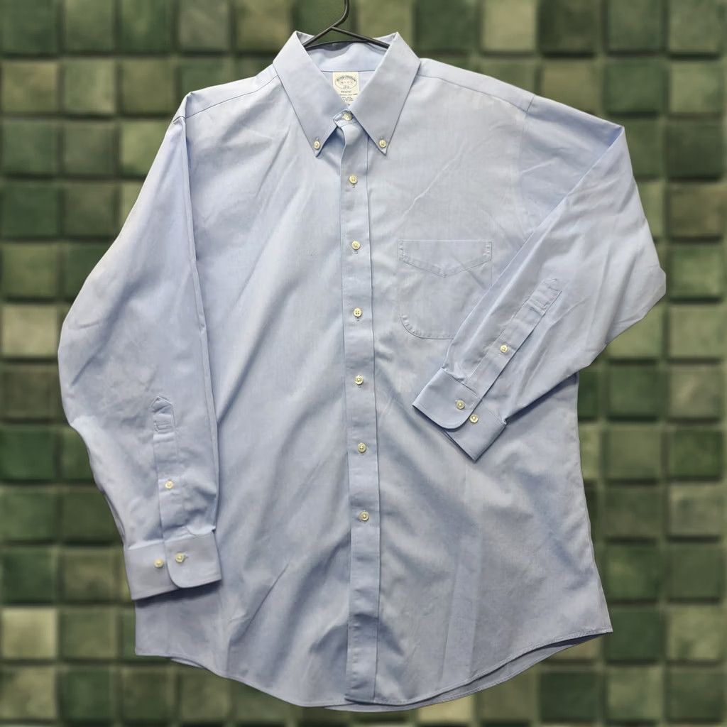 Brooks Brothers Brooks Brothers Shirt Mens 16 1/2 - 2/3 Regent Tailored Fit Non Iron Dress Blue Size 42R - 1 Thumbnail