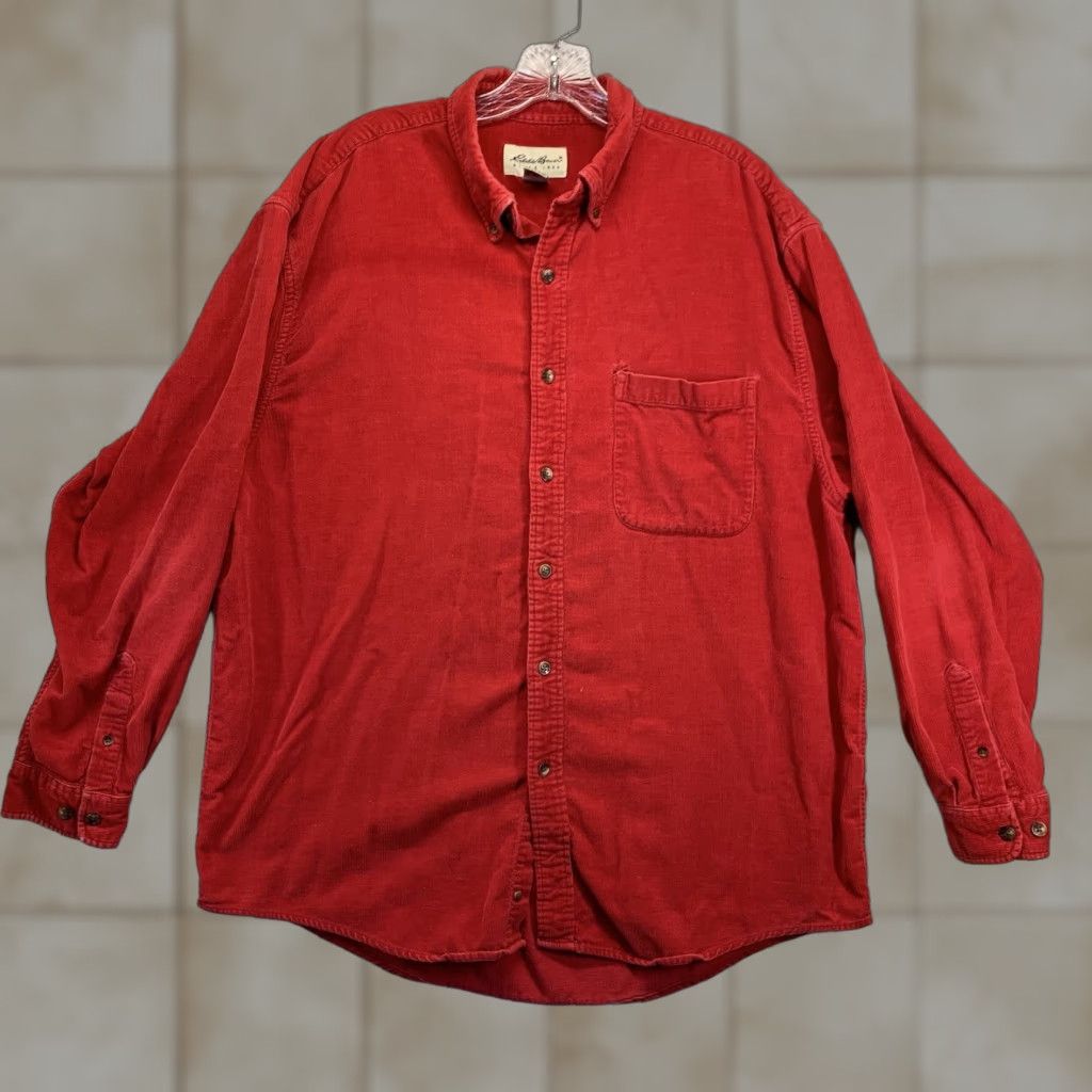 Eddie Bauer VINTAGE Eddie Bauer Corduroy Shirt Men's Large Red 90s Grunge Casual Winter Size US L / EU 52-54 / 3 - 1 Thumbnail