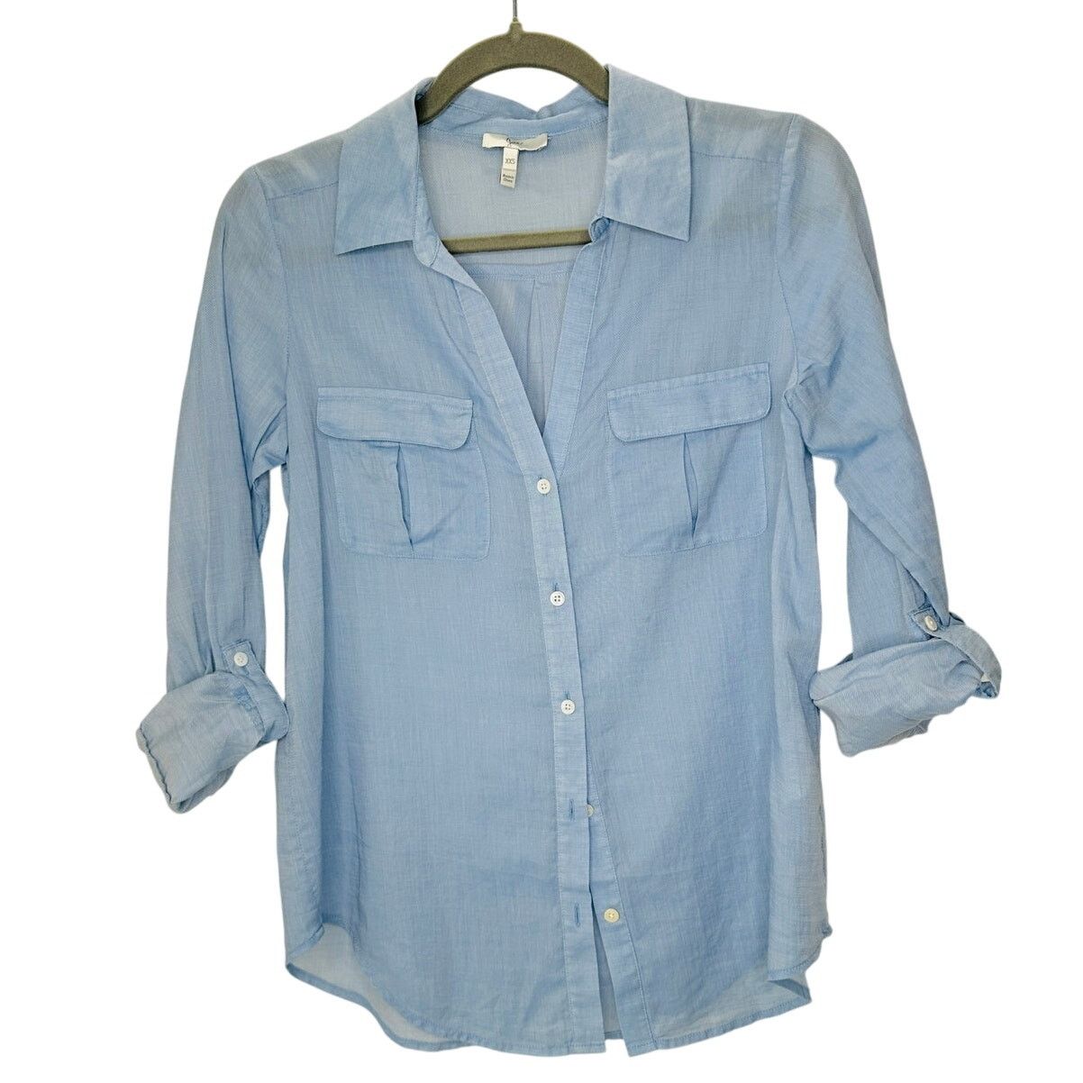 Joie Joie Blue Button Front Pocketed Roll Tab Denim Shirt XXS Size XXS / US 00 / IT 34 - 1 Thumbnail