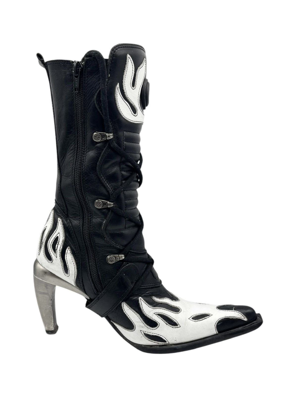 New Rock Vintage New Rock white flame biker heels Size 36 Size US 6 / IT 36 - 7 Thumbnail