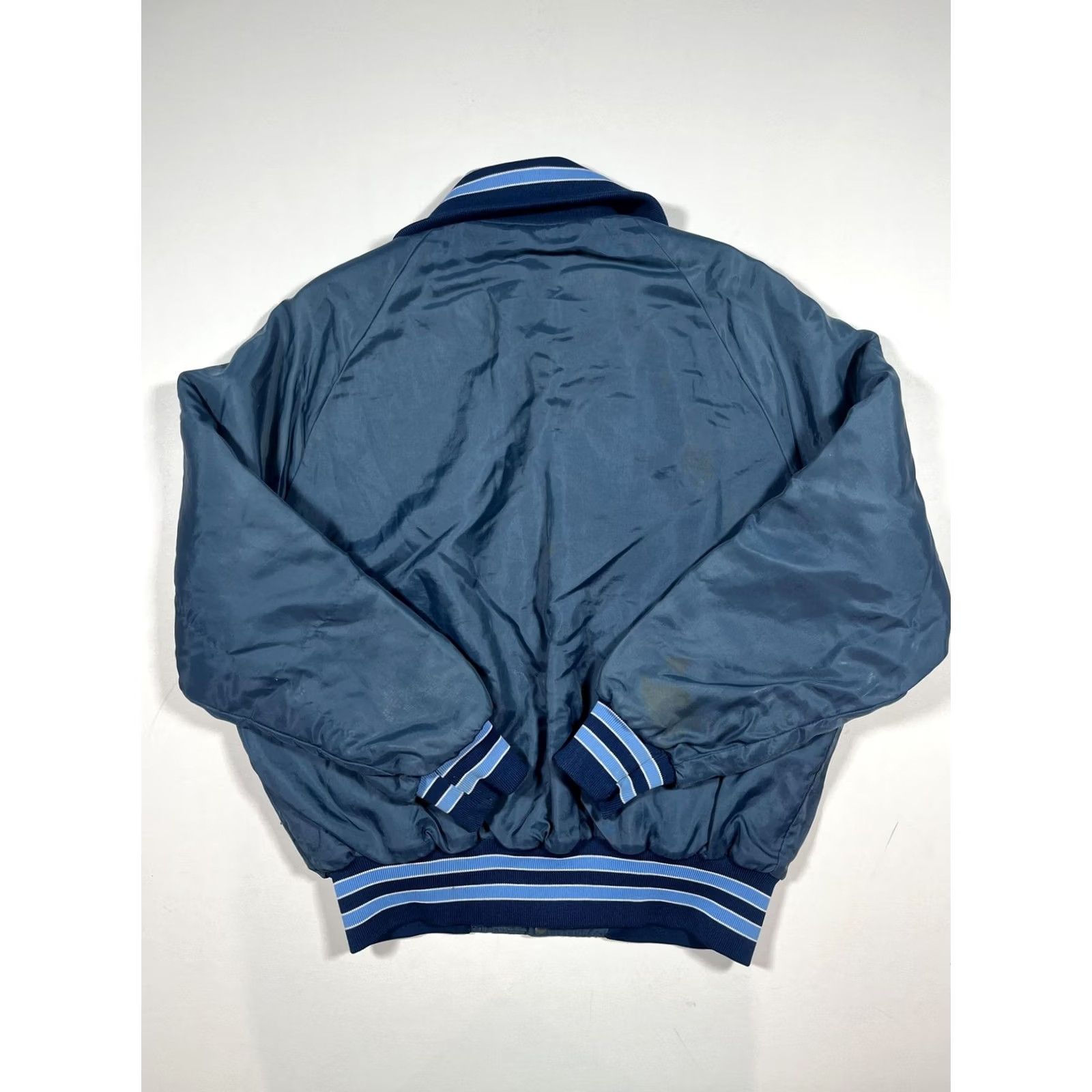 Holloway VINTAGE Holloway Jacket Mens L Blue Satin Varsity Eight Ball Champs 80s USA Nylon Quilted Lined Snap Front Sports Size US L / EU 52-54 / 3 - 2 Thumbnail