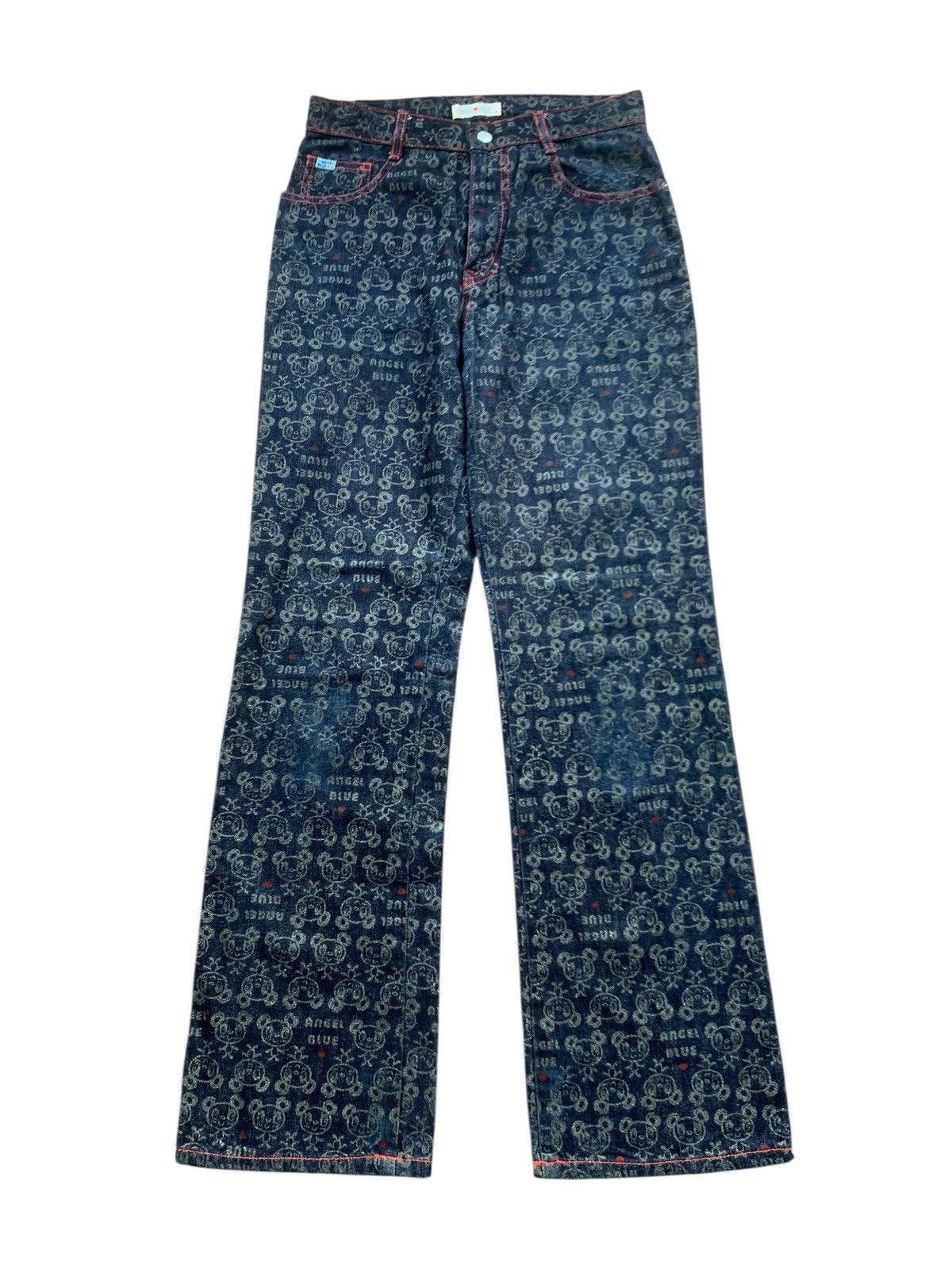 Angel Blue Y2k 2000s Angel blue japanese brand full print jeans rare Size 28" / US 6 / IT 42 - 1 Thumbnail