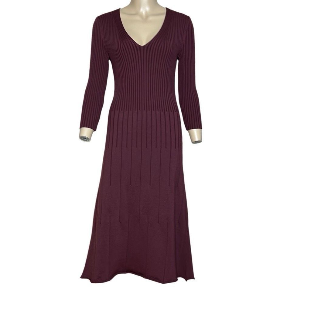 Wolford Merino Wool Rib Dress Burgundy NWT M