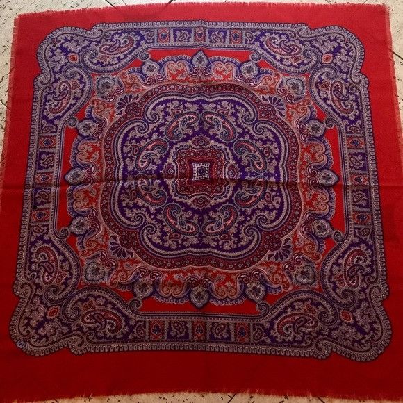 Vintage Vintage Red Paisley Scarf Handkerchief Size ONE SIZE - 3 Thumbnail