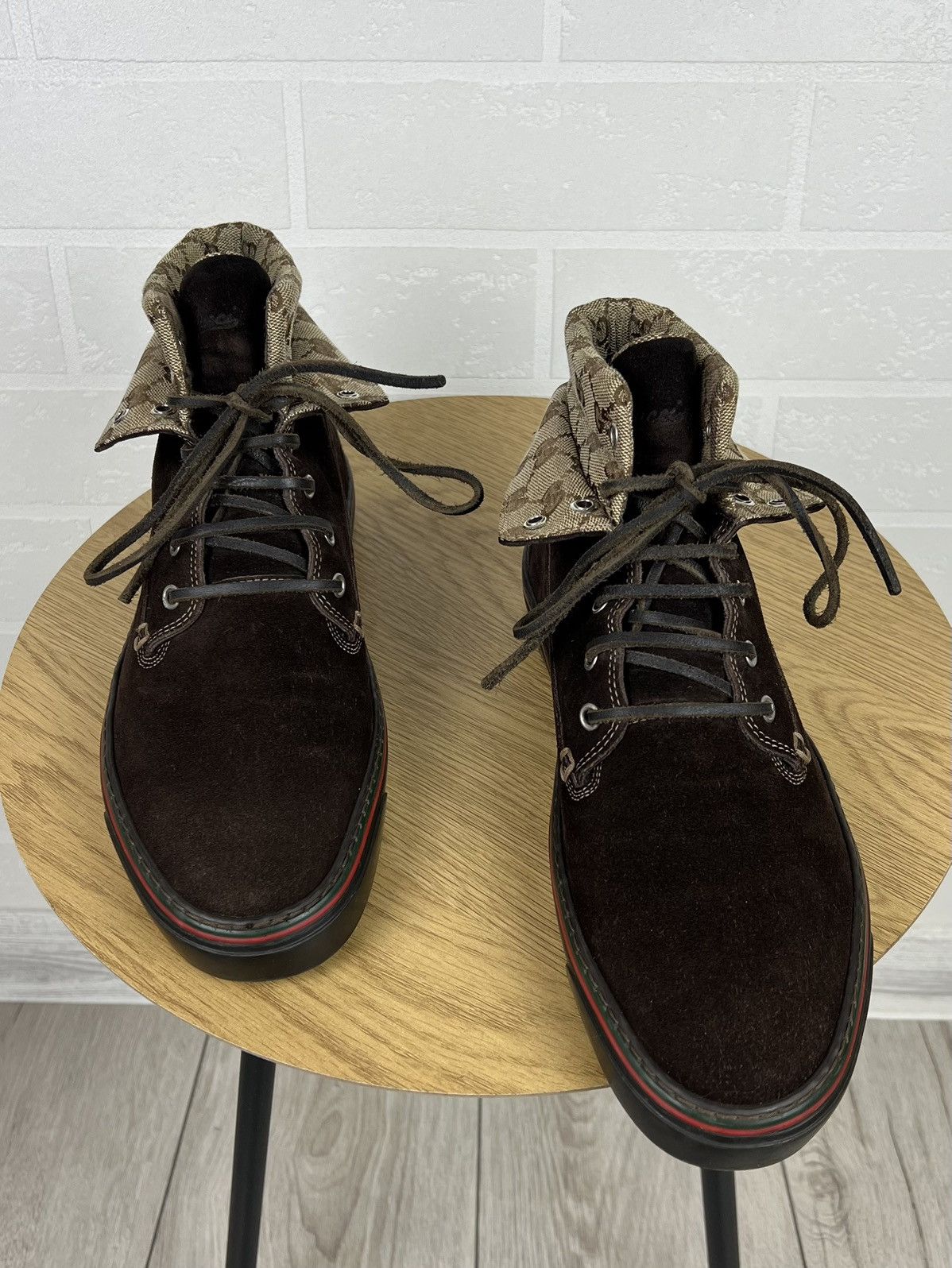 Gucci GUCCI Boots Suede Leather Shoes GG Monogram Logo Brown Men’s Size US 8 / EU 41 - 1 Thumbnail