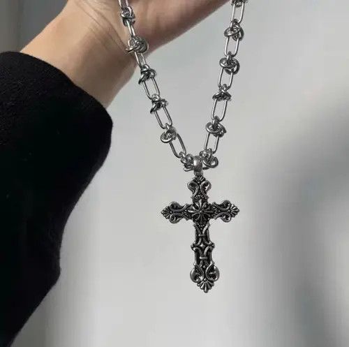 Jewelry Cross Linked Chain Punk Gothic Necklace Size ONE SIZE - 1 Thumbnail