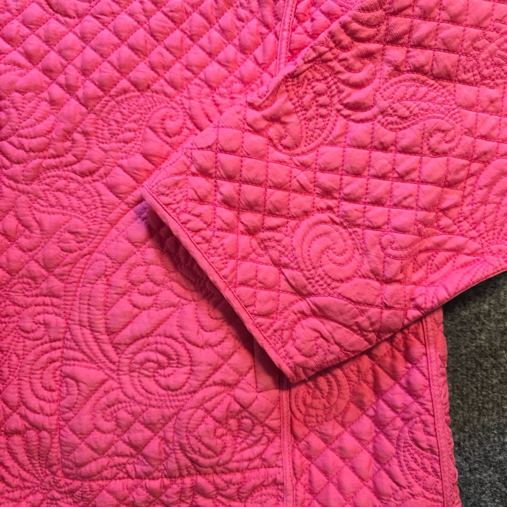 Pinko VINTAGE Kiko Jacket Womens Large Pink Silk Diamond Quilted Full Zip Lightweight Casual Size L / US 10 / IT 46 - 3 Thumbnail
