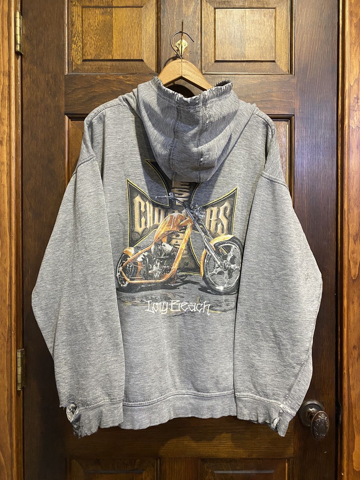 Vintage West Coast Choppers THRASHED 90s Long Beach CA Gray Hoodie Size US L / EU 52-54 / 3 - 2 Thumbnail