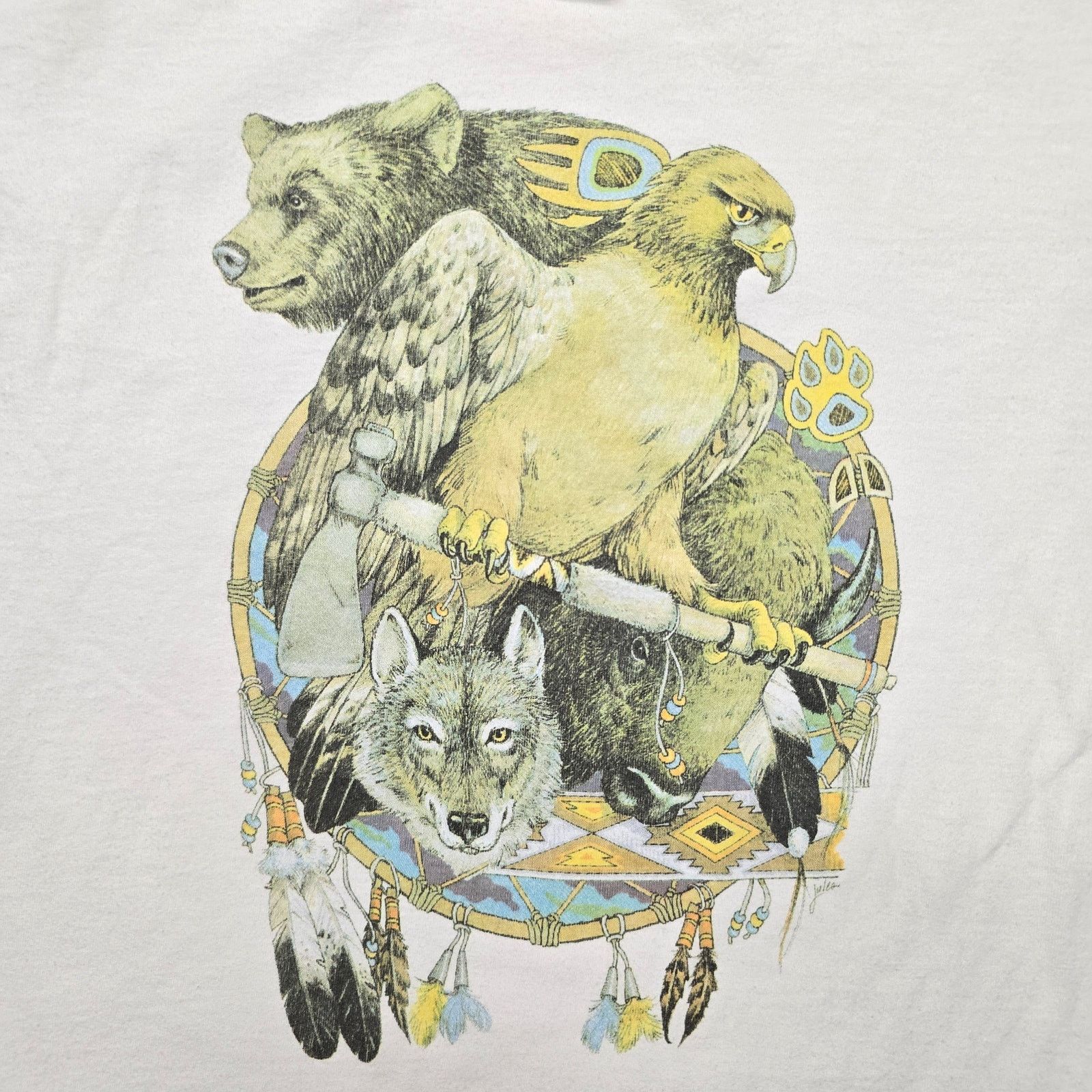 Vintage Vintage Animal Shirt White XL Native Wildlife Nature Tee 90s Size US XL / EU 56 / 4 - 2 Thumbnail