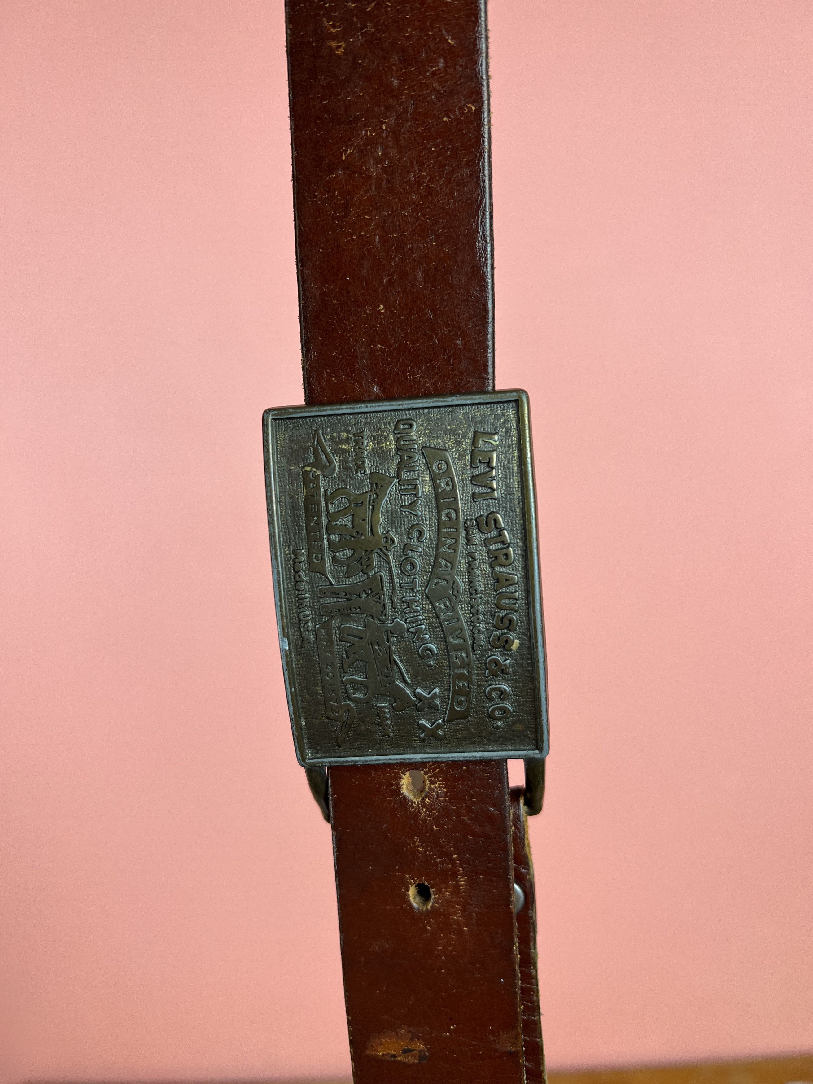 Levi's Levis levi stars leather belt logo brown vintage VTG Size ONE SIZE - 2 Thumbnail