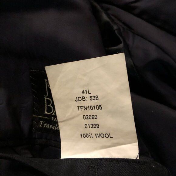 Jos. A. Bank JOS.A.BANK MEN'S 100%WOOL SPORT COAT BLAZER JACKET SIZE: 41L Size 40L - 5 Thumbnail