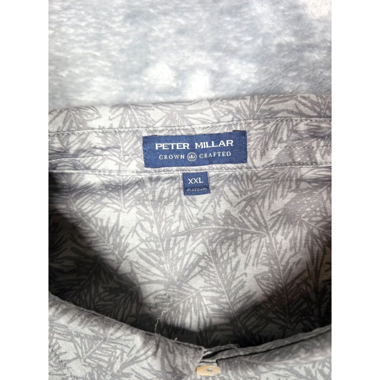 Peter Millar Peter Millar Polo Shirt Mens 2XL Gray Crown Palm Print Stretch Golf Shirt Size US XXL / EU 58 / 5 - 5 Thumbnail