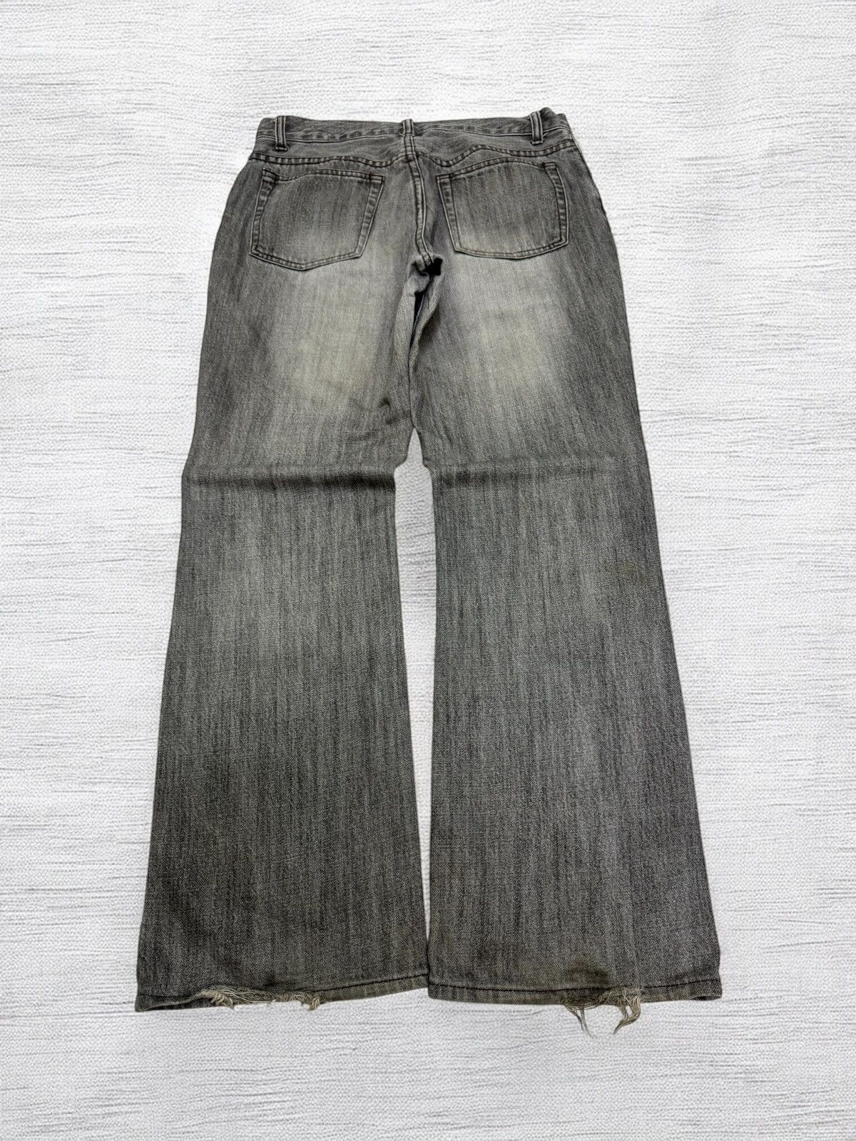 Japanese Brand Flare Mossimo Grey Distressed Pant Y2K Workwear Grunge Style Size US 30 / EU 46 - 2 Thumbnail