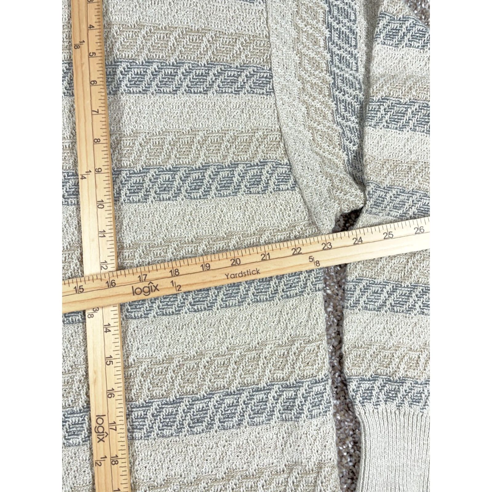 Jantzen VINTAGE Jantzen Striped Sweater Adult Large Light Gray Blue Chunky-Knit 90s Mens Size US L / EU 52-54 / 3 - 6 Thumbnail