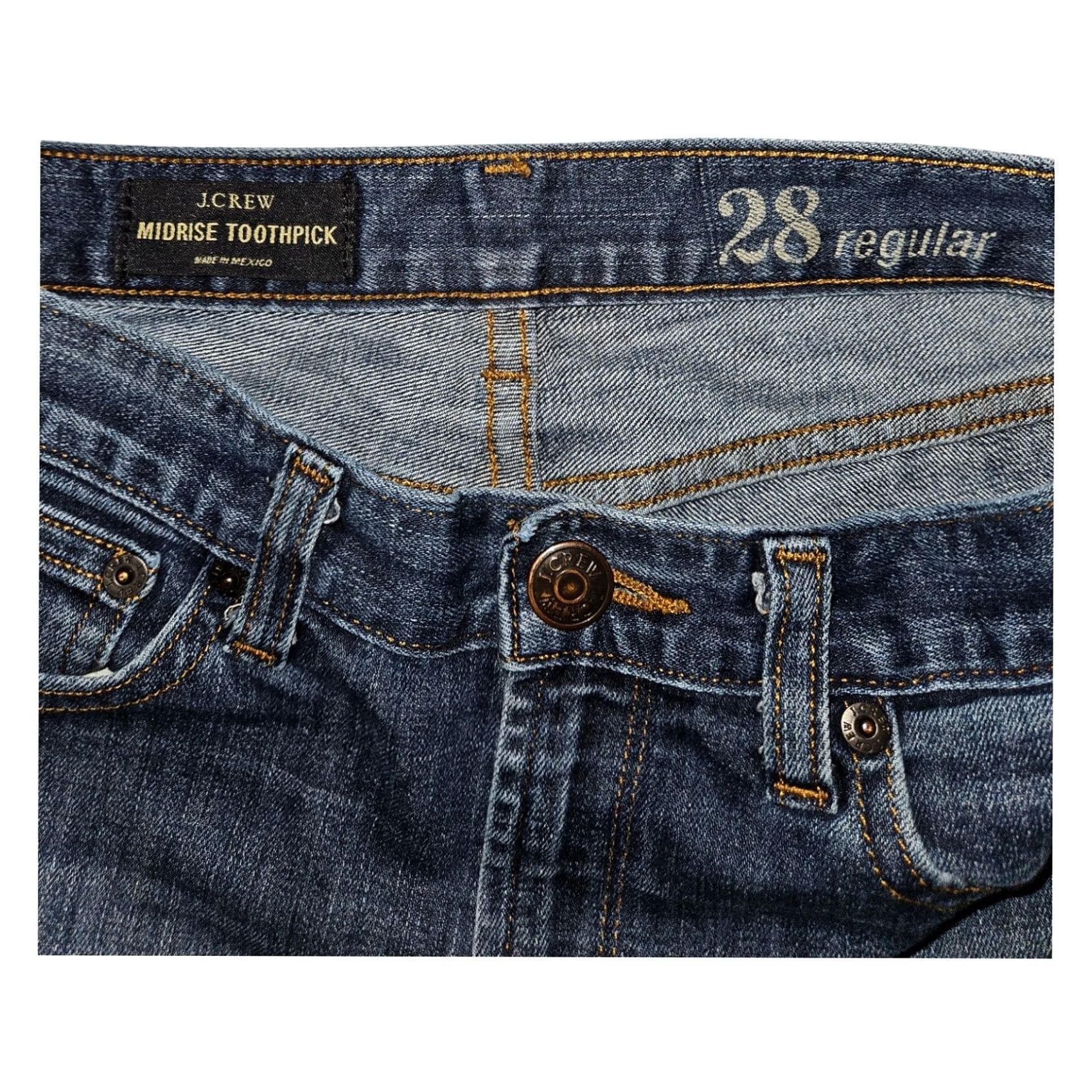 J.Crew J.CREW Midrise Toothpick Jeans 28 Regular Women's Blue Denim Preppy 5-Pocket Zipper Button Size 28" / US 6 / IT 42 - 2 Thumbnail