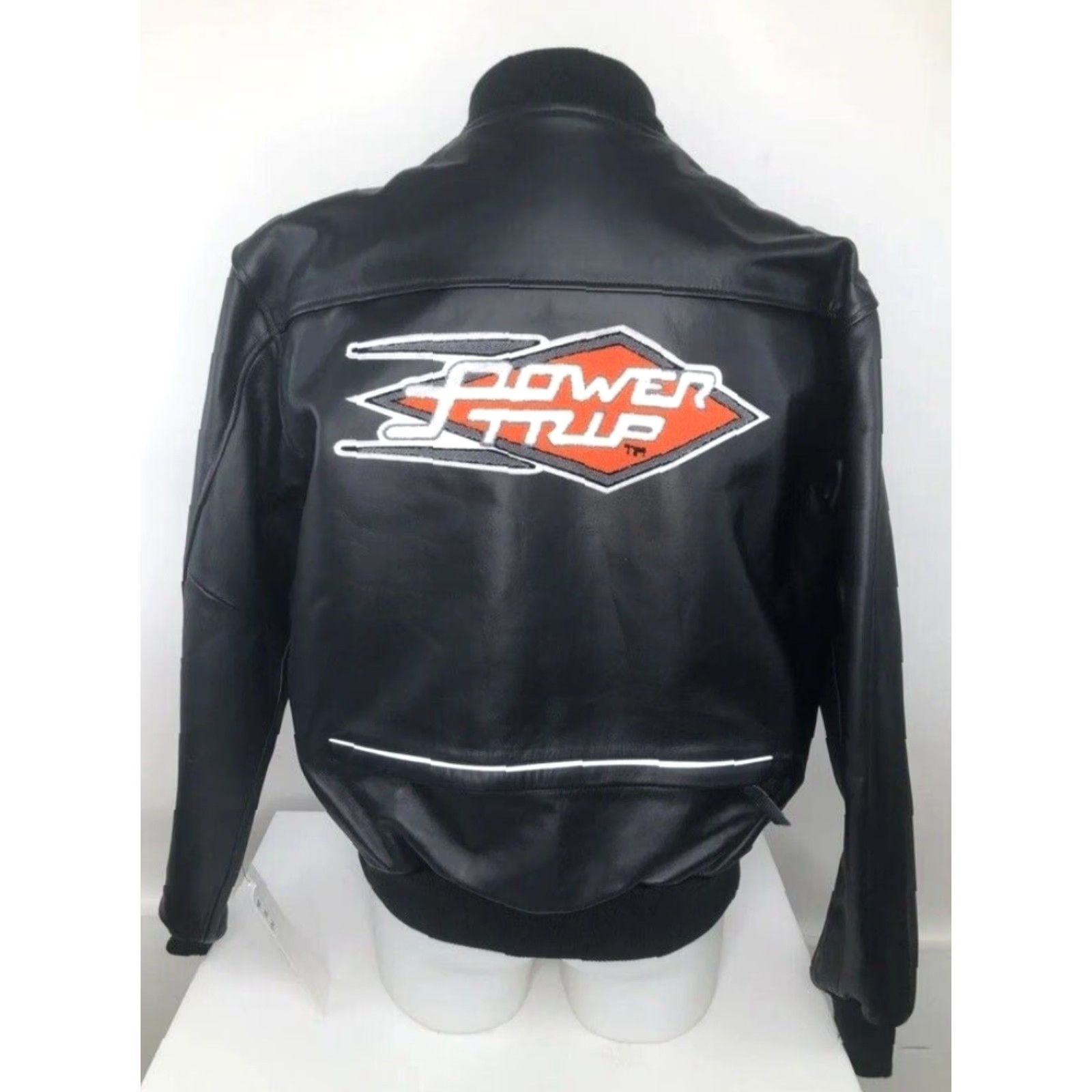 Vintage POWER TRIP Leather Motorcycle Biker Mens M Bomber Jacket Black Size US M / EU 48-50 / 2 - 2 Thumbnail