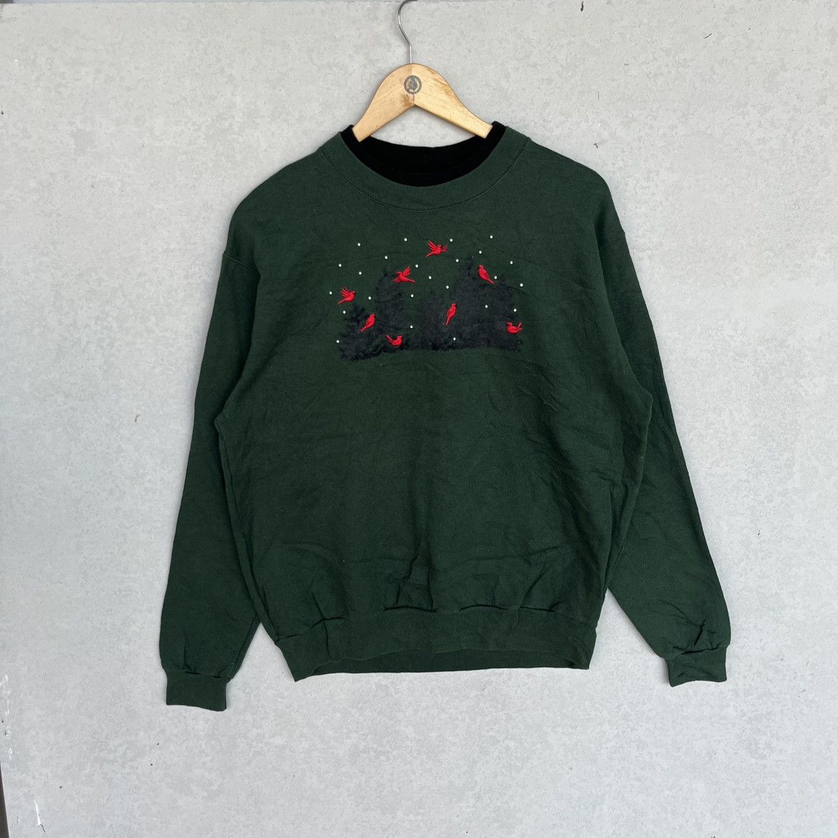 Other Vintage Top Stitch Green With Red Bird Design Size L Size L / US 10 / IT 46 - 1 Thumbnail