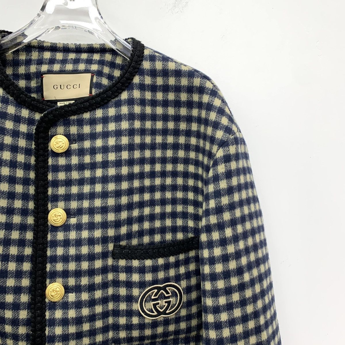 Gucci Gucci Colorblocked Logo Embroidered Plaid Wool Jacket Size XXL / US 16-18 / IT 52-54 - 3 Thumbnail