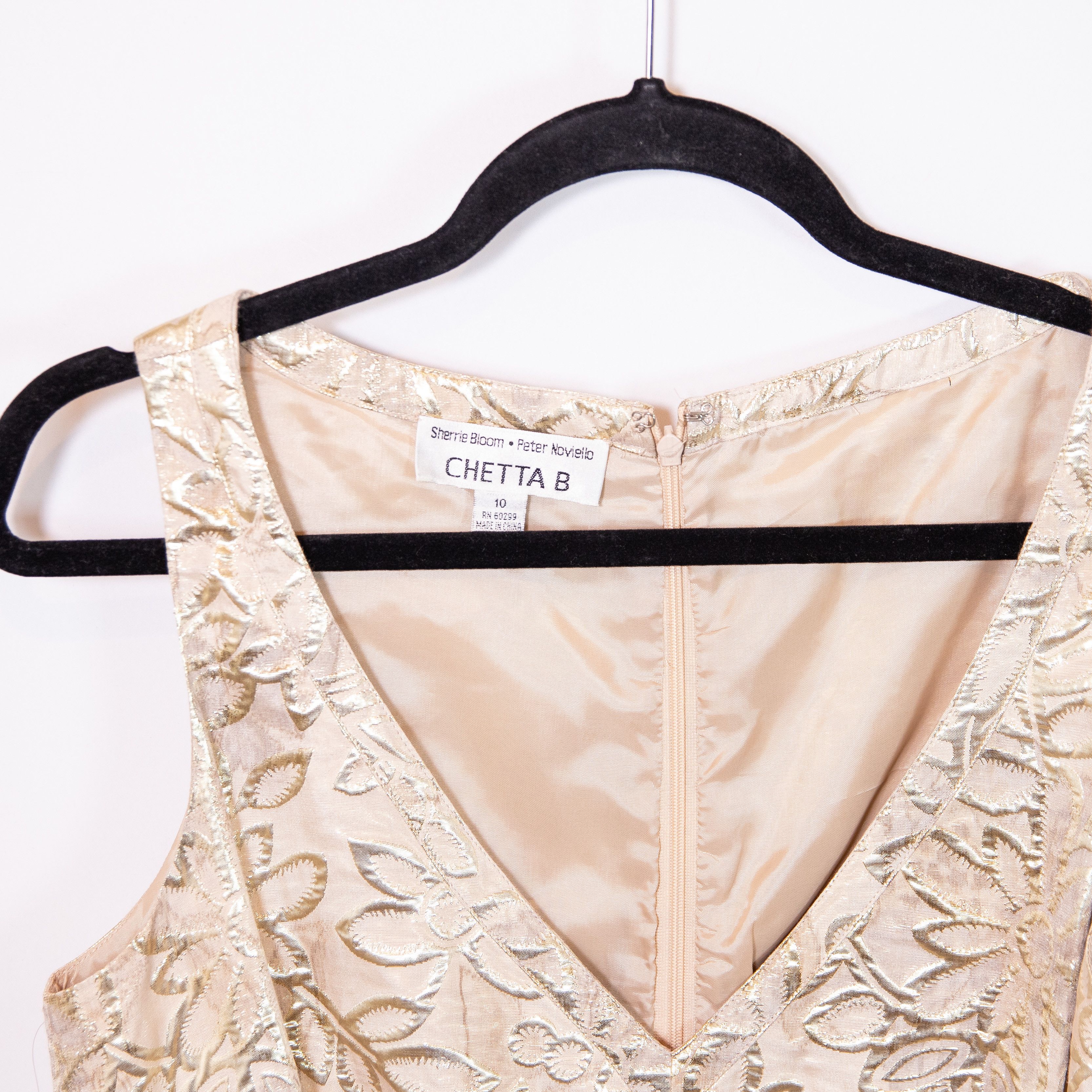 Other NEW Chetta B Gold Metallic Floral Jacquard Lame Size L / US 10 / IT 46 - 2 Thumbnail