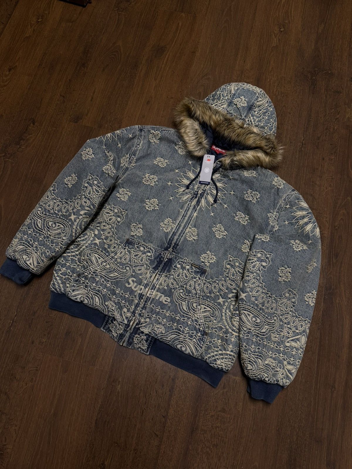 Supreme Supreme Bandana Jacquard Denim Hooded Work Jacket | Grailed