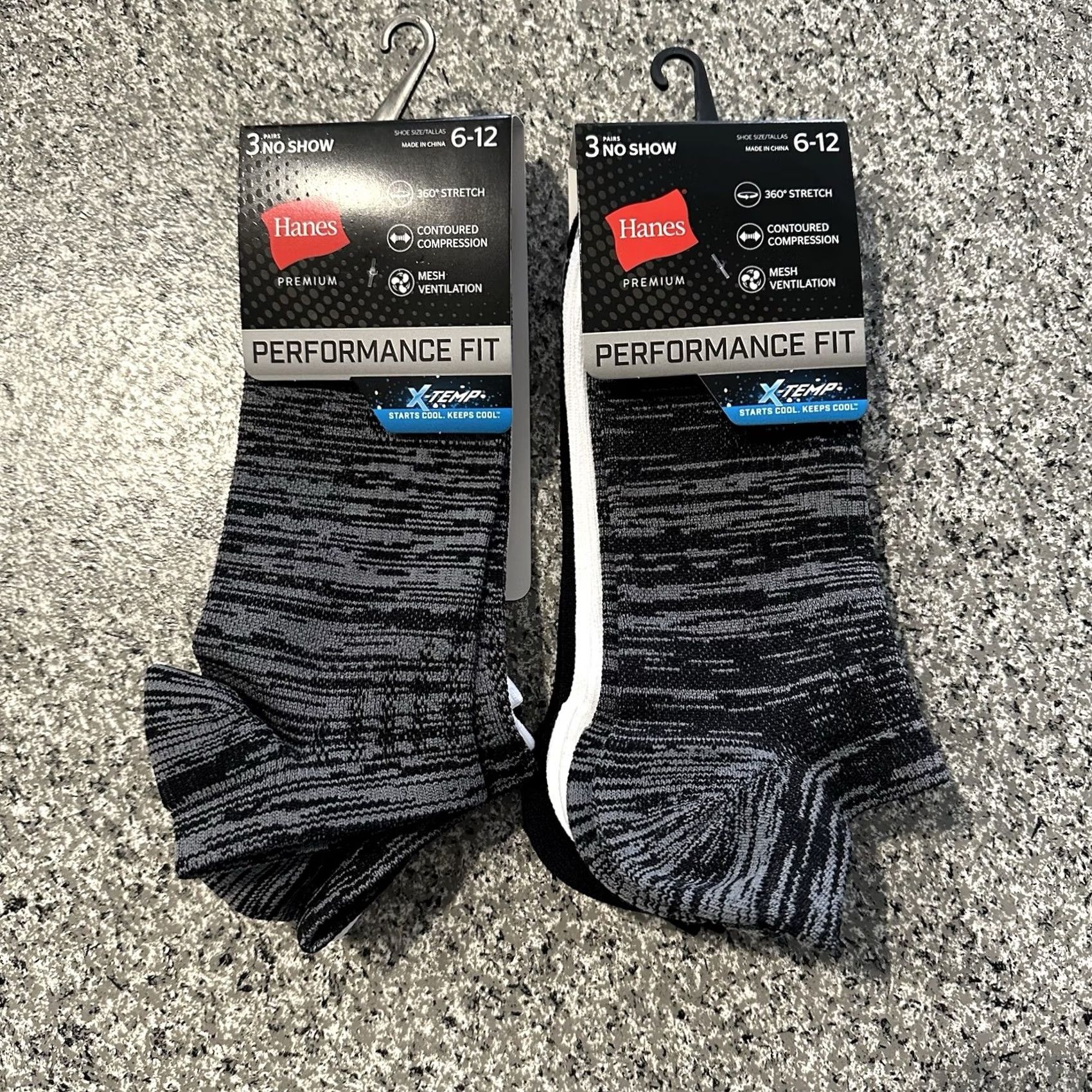 Hanes Hanes No Show Socks 6 Pack Men's 6-12 Black White Grey Sock 6 Pairs Colorful Athletic Socks Mens Size ONE SIZE - 2 Thumbnail