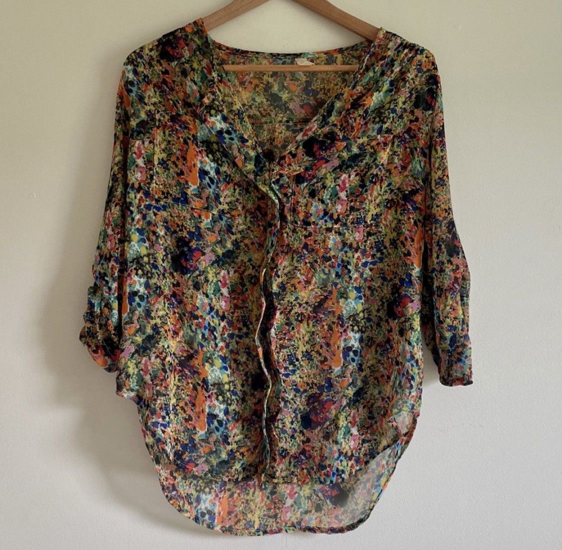 Other MULTI COLOR PAINT SPLATTER SEMI SHEER BLOUSE Size S Size S / US 4 / IT 40 - 9 Thumbnail