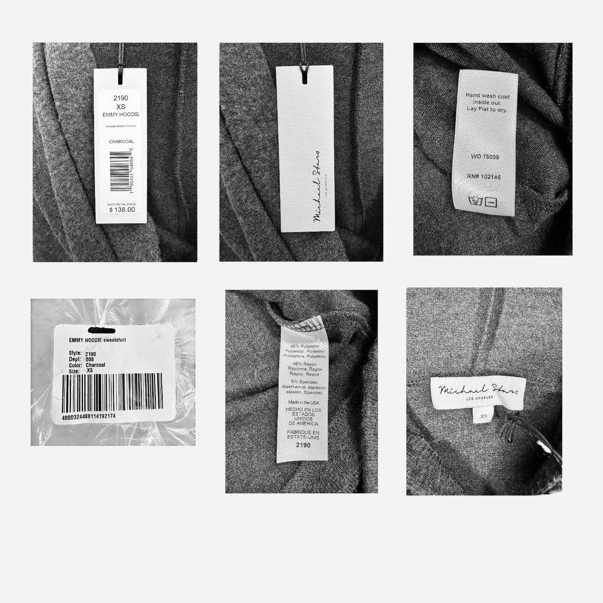 Michael Stars Michael Stars LA Emmy Gray Long Sleeve Hoodie Sz XS-S Size XS / US 0-2 / IT 36-38 - 9 Thumbnail