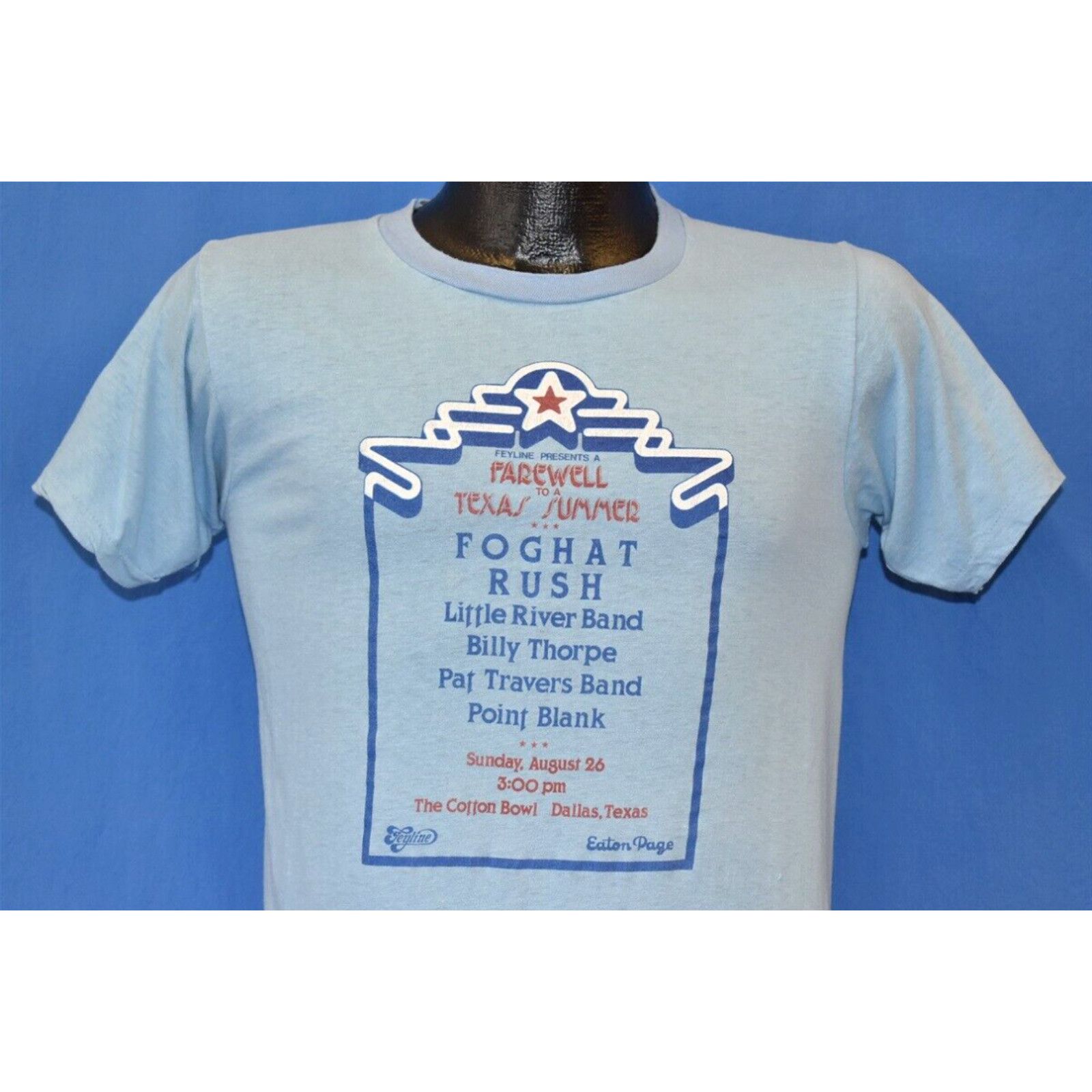 image of Vintage 70's Foghat Rush Little River Band Farewell Texas Summer 1979 T-Shirt S in White (Size Smal