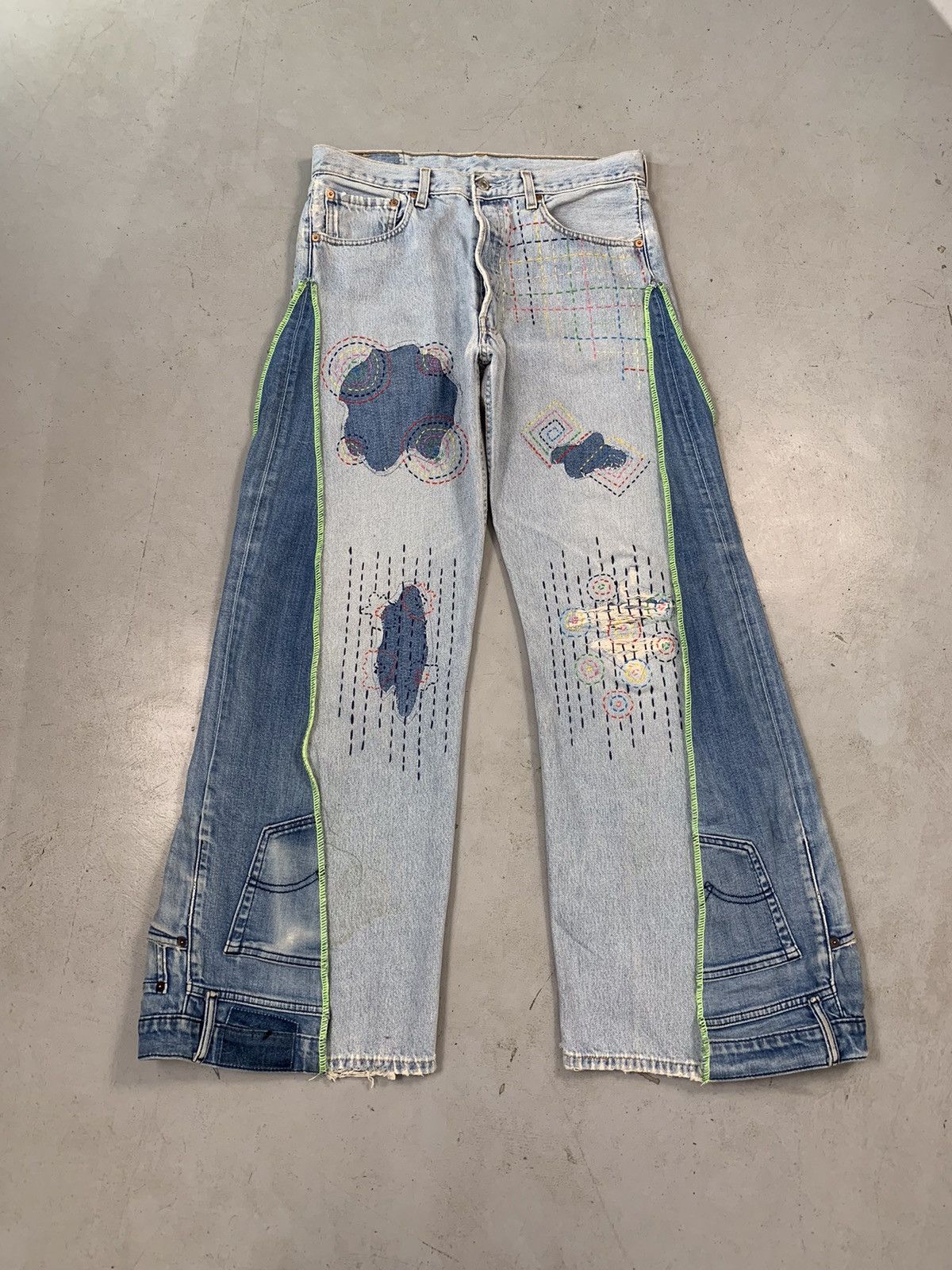 Levi's upcycled levis shashiko hand stitch baggy fit denim Size US 34 / EU 50 - 1 Thumbnail