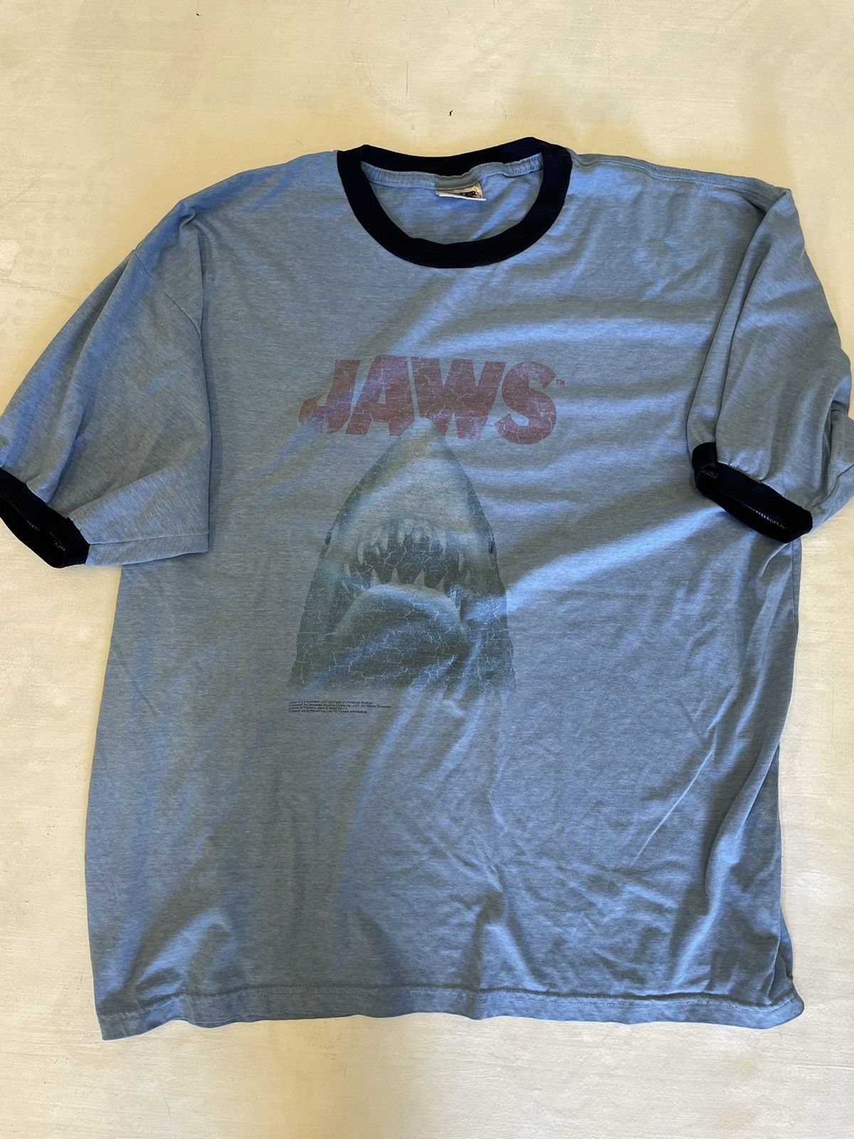 Vintage Vintage 80's Jaws T-Shirt Size US XL / EU 56 / 4 - 2 Thumbnail
