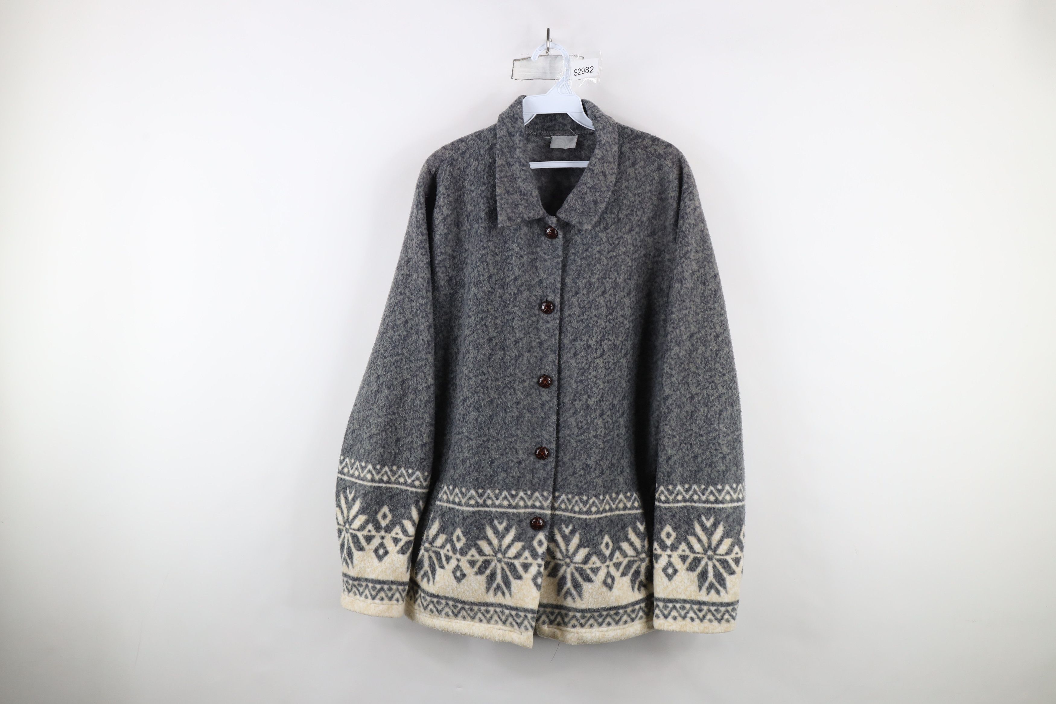 Vintage Vintage 90s Streetwear Snowflake All Print Fleece Jacket Size XL / US 12-14 / IT 48-50 - 1 Thumbnail