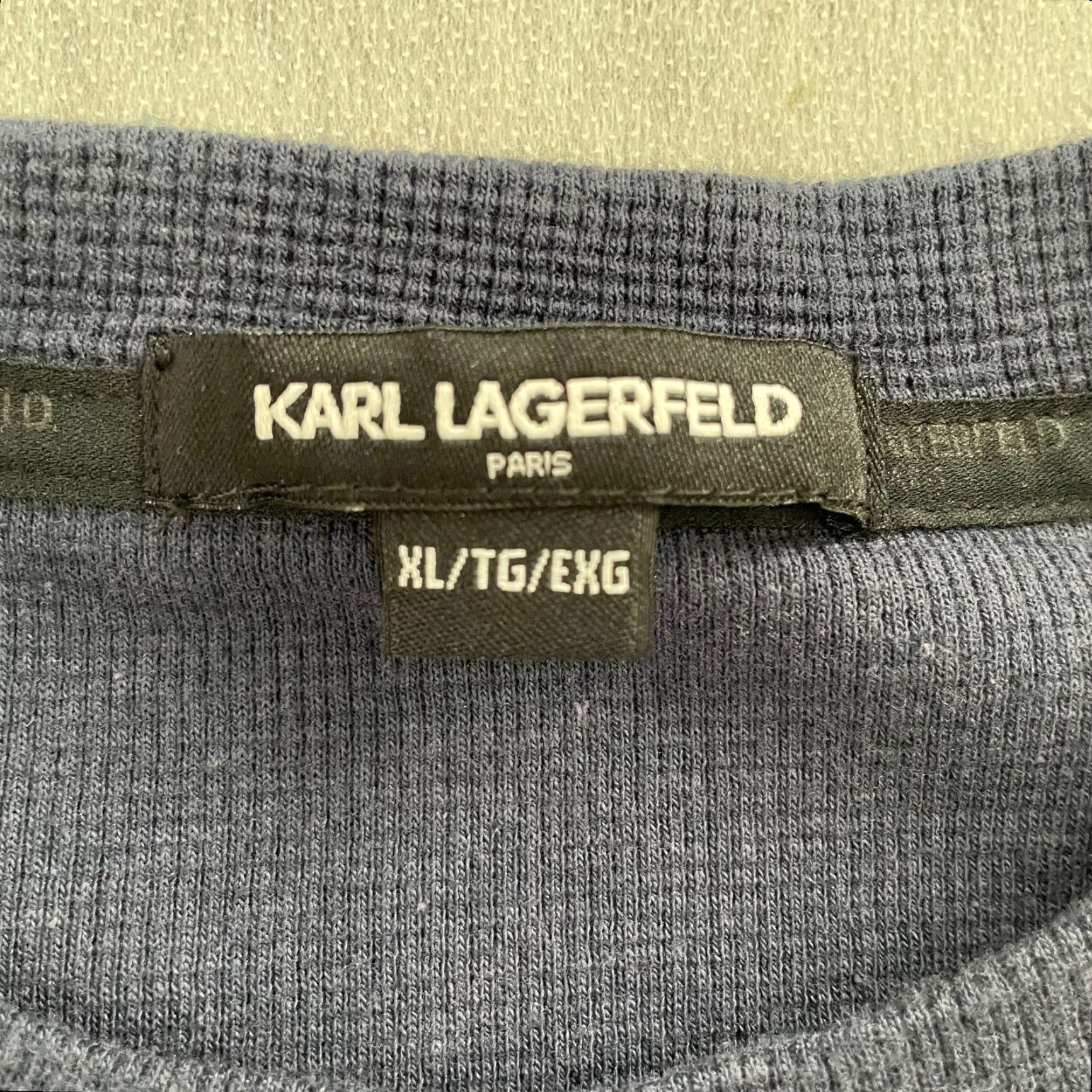 Karl Lagerfeld KARL LAGERFELD Sweater Mens XL Blue Waffle Knit Long Sleeve Crew Neck Casual Size US XL / EU 56 / 4 - 5 Thumbnail