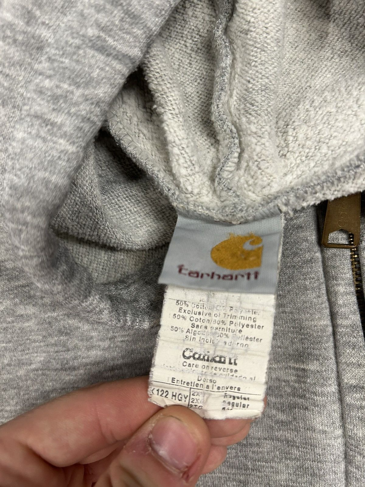 Carhartt × Vintage Crazy Vintage 90s Essential Grey Carhartt Zip Up Sweatshirt Size US XXL / EU 58 / 5 - 3 Thumbnail