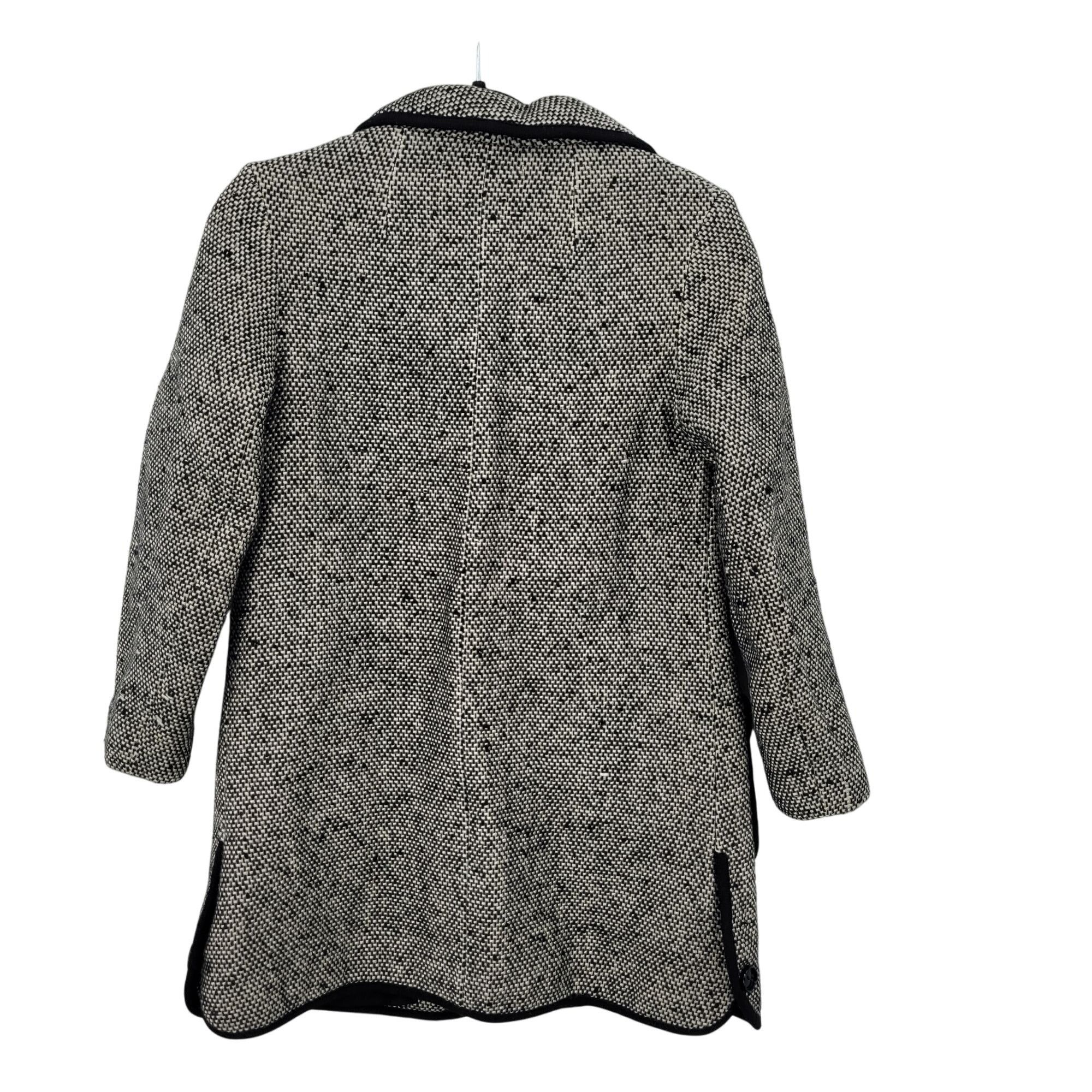 Vintage Vtg 70s Petite Tweed Long Line Coat Sz PS Black White Contra Size S / US 4 / IT 40 - 2 Thumbnail