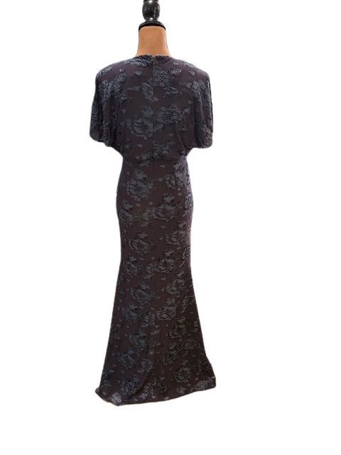 Adrianna Papell Floral Burnout Velvet Long Blouson Gown in Midnight Size XS / US 0-2 / IT 36-38 - 9 Thumbnail
