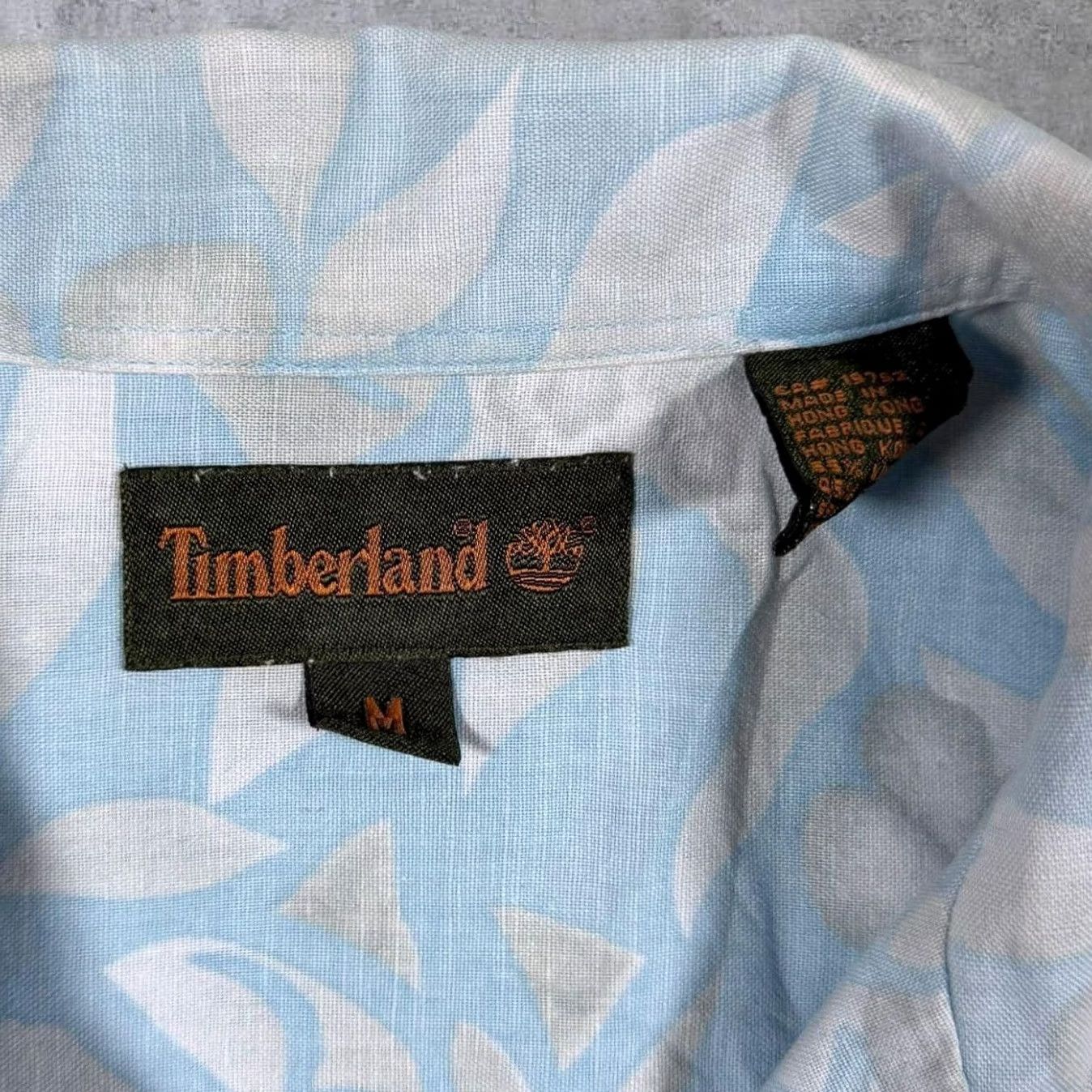 Timberland VINTAGE Timberland Hawaiian Floral Blue Shirt Classic Button-Up Mens Medium Linen Cotton Short Sleeve Collared Open Collar Size US M / EU 48-50 / 2 - 3 Thumbnail